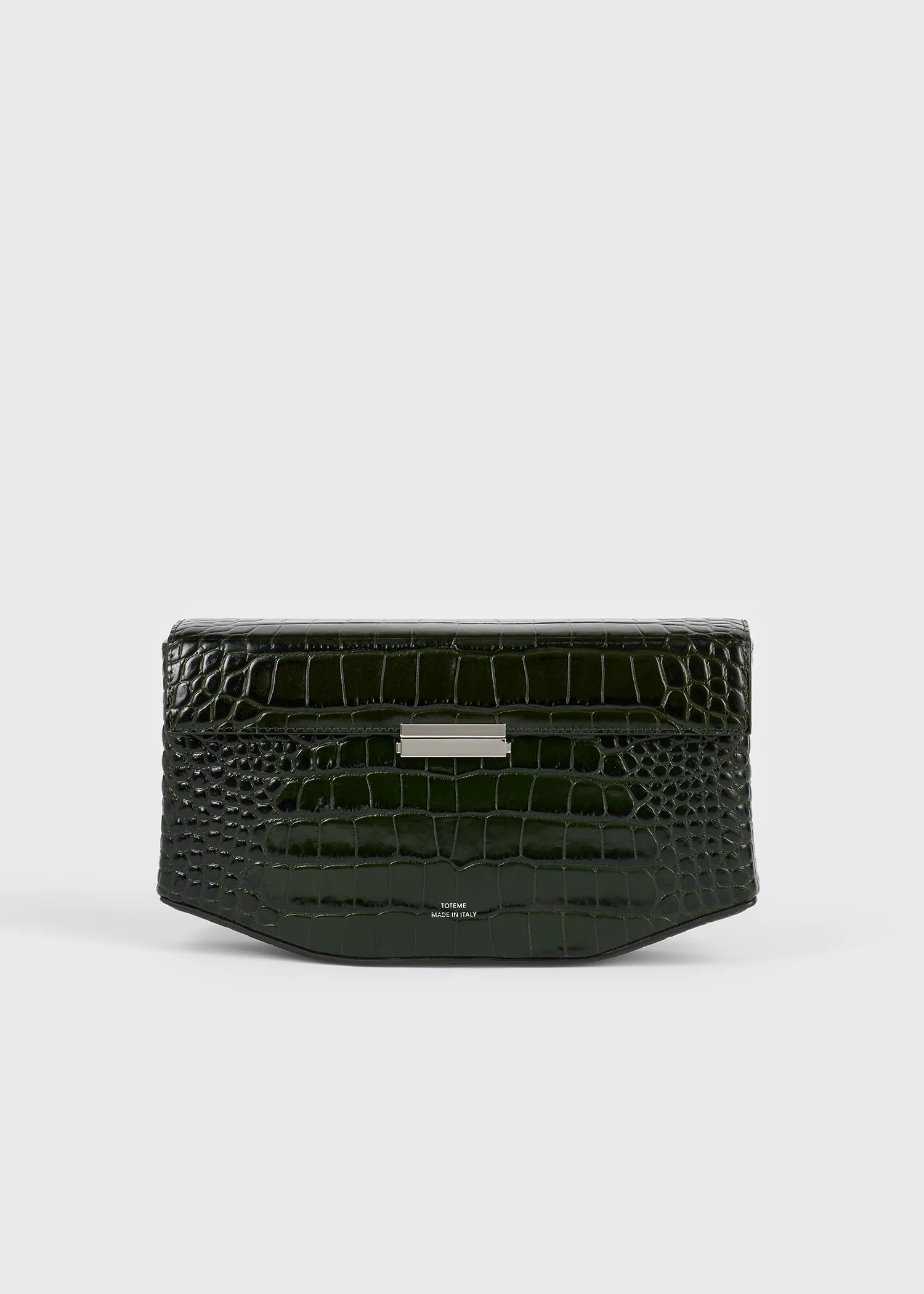 Clip croco-embossed clutch dark green - Image 8