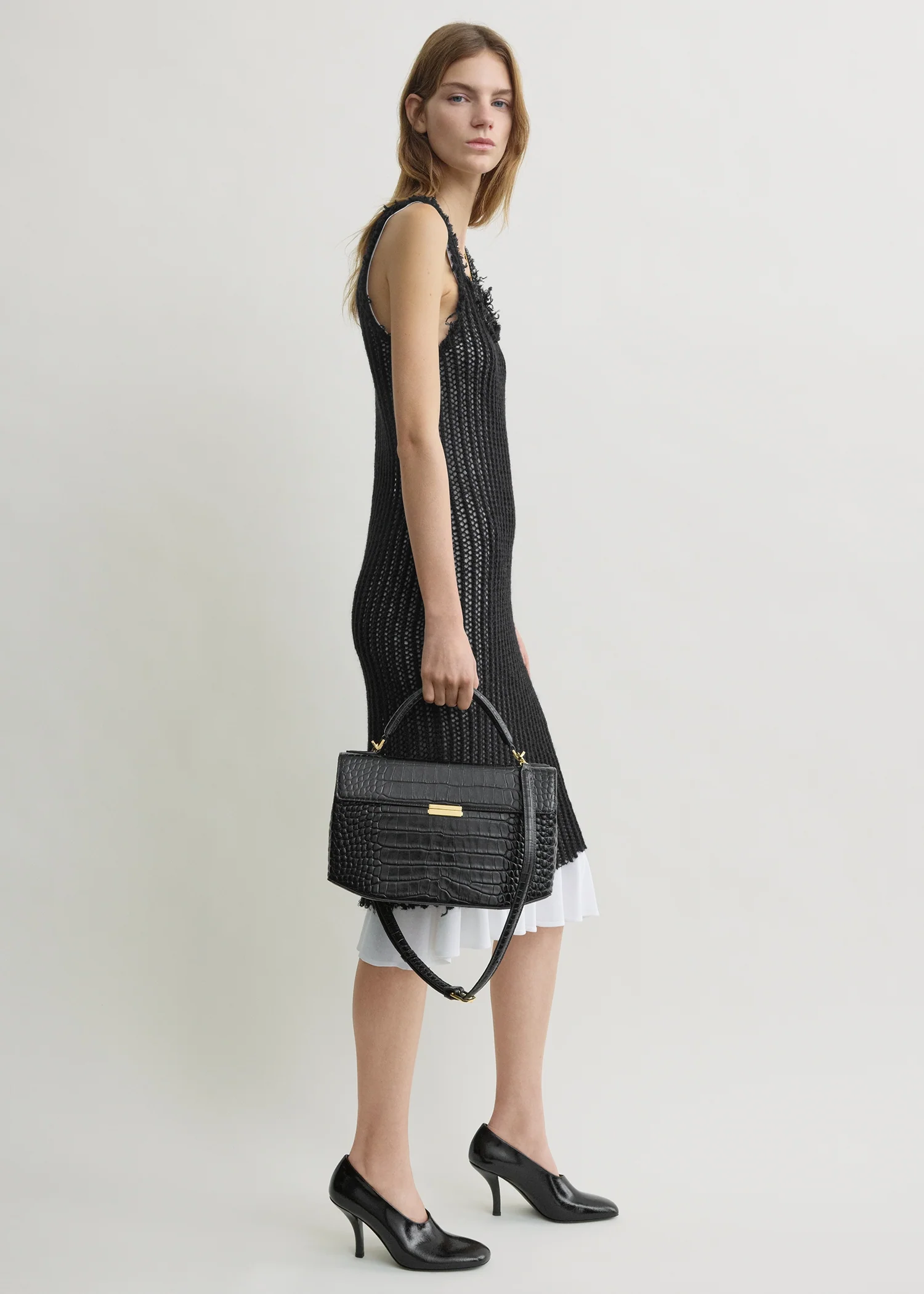 Clip croco-embossed top handle black - Image 3