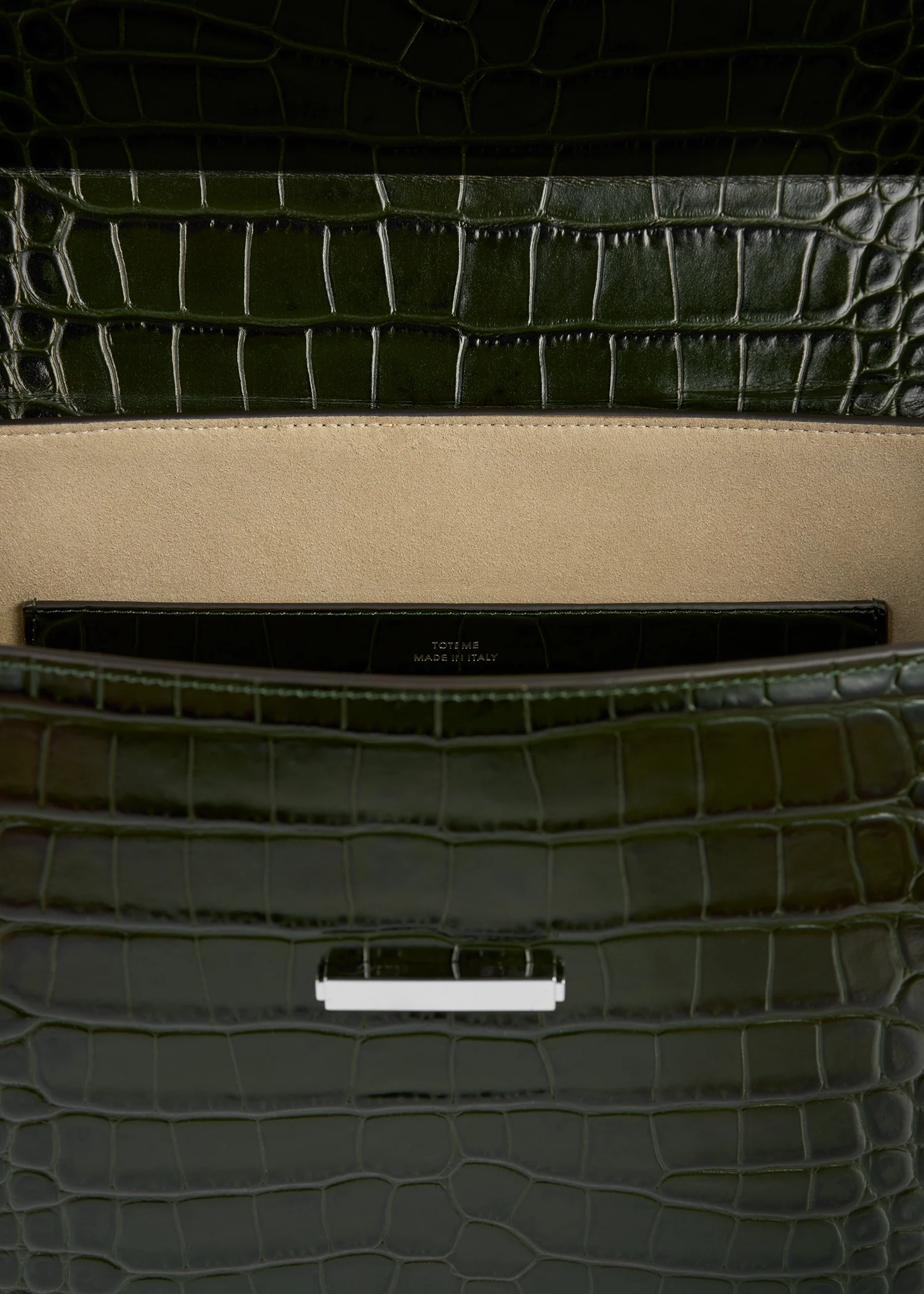 Clip croco-embossed top handle dark green - Image 5
