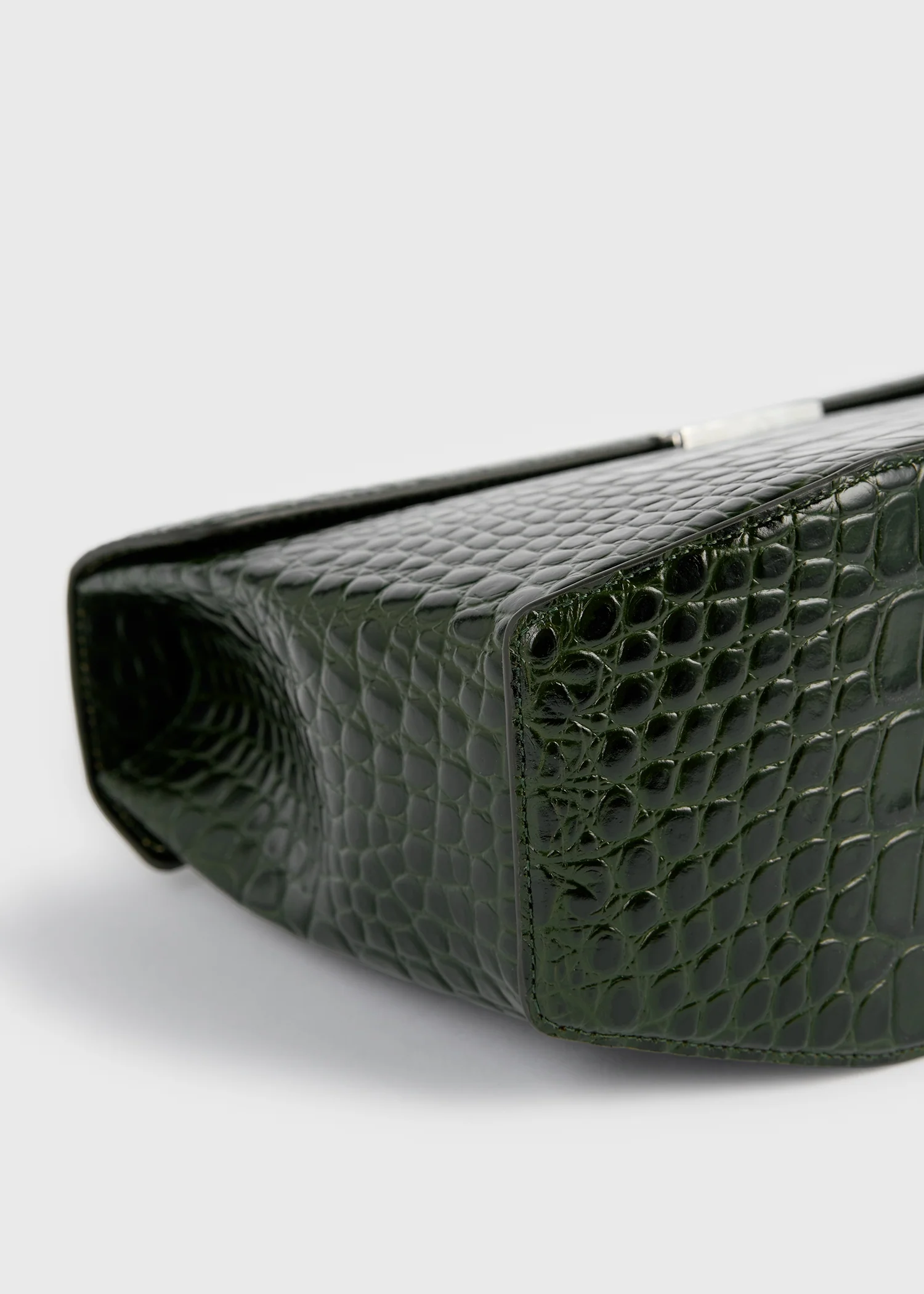 Clip croco-embossed top handle dark green - Image 7