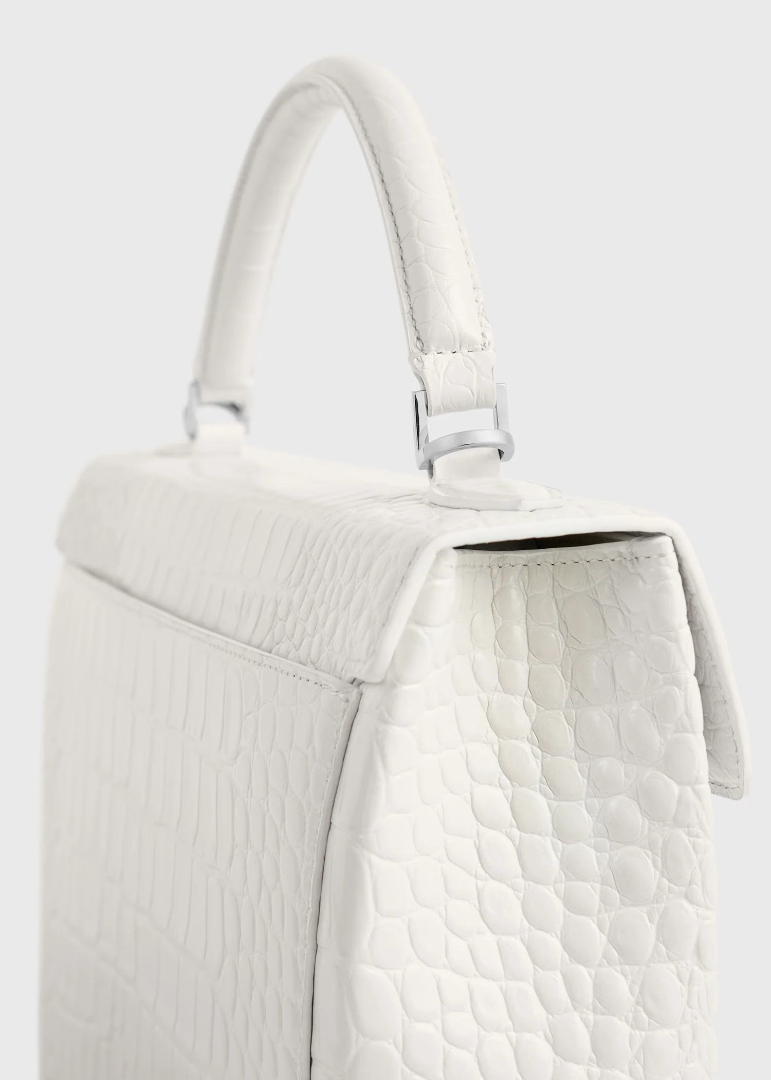 Clip croco-embossed top handle off-white - Image 6