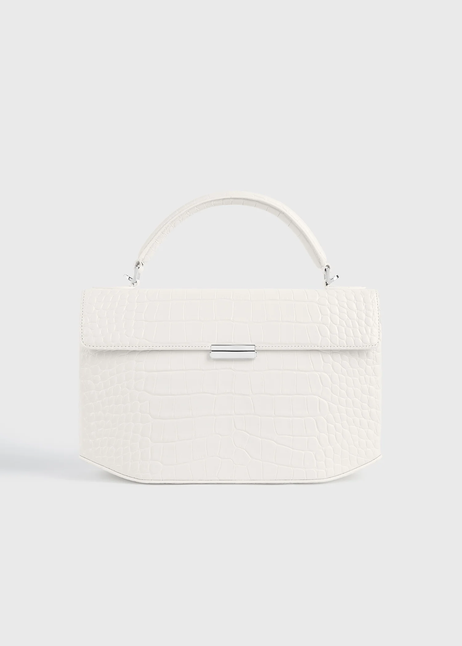 Clip croco-embossed top handle off-white - Image 8