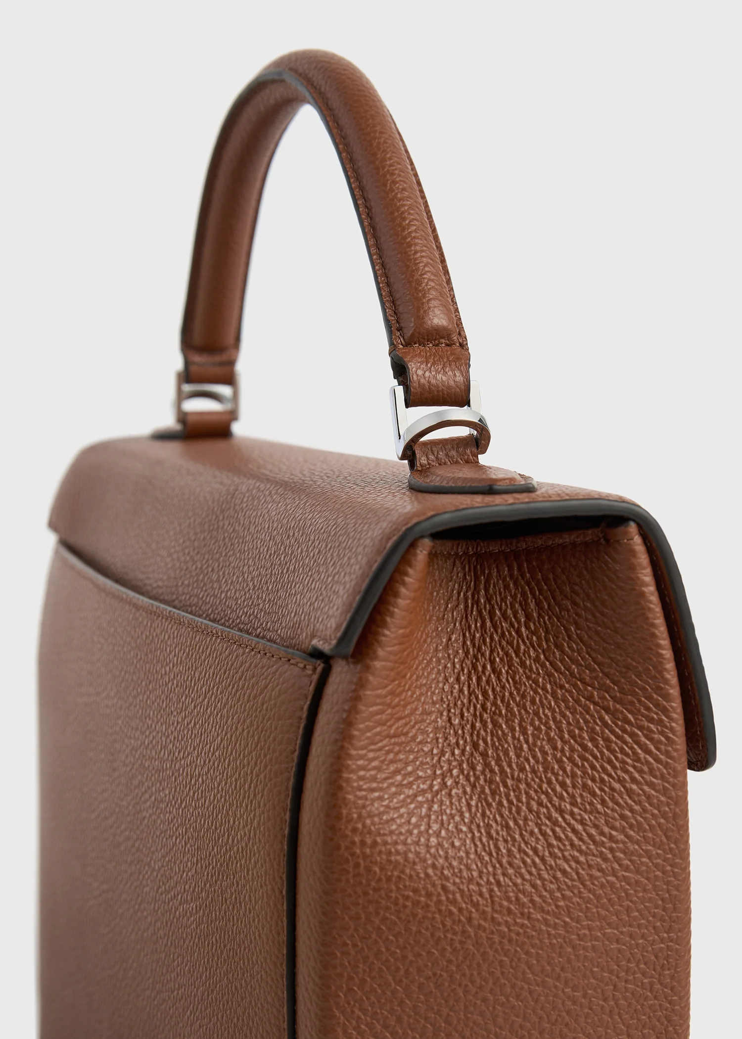 Clip grained-leather top handle sienna - Image 6