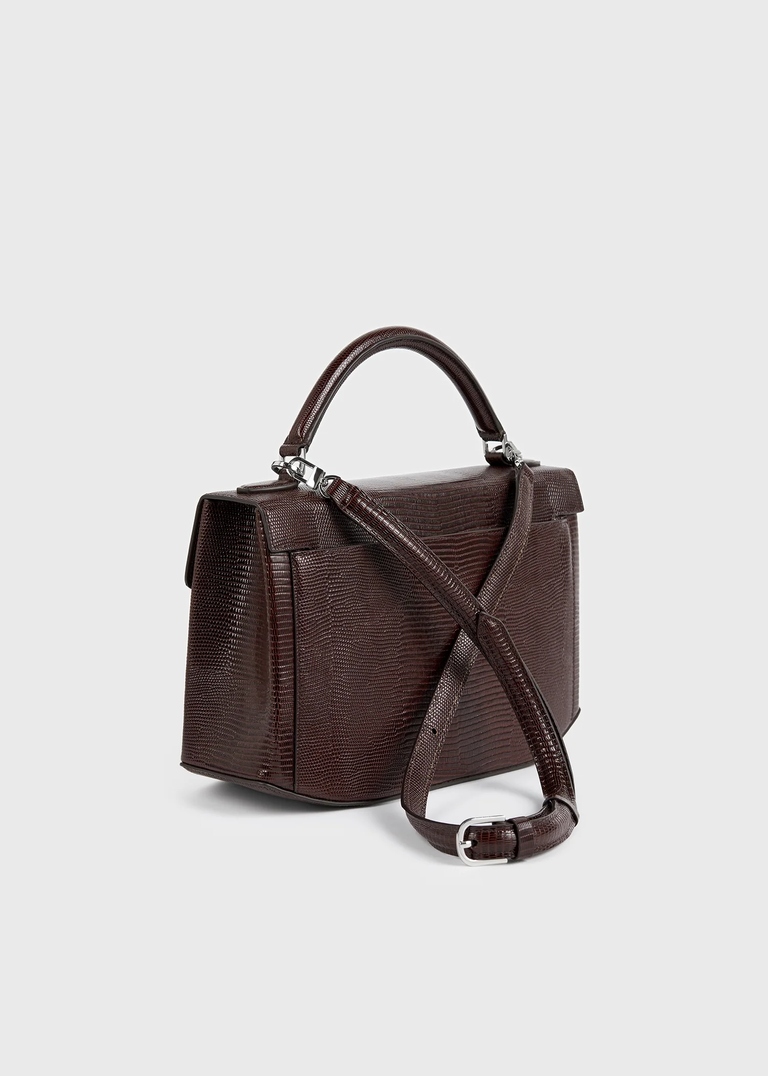 Clip lizard-embossed top handle brown - Image 4