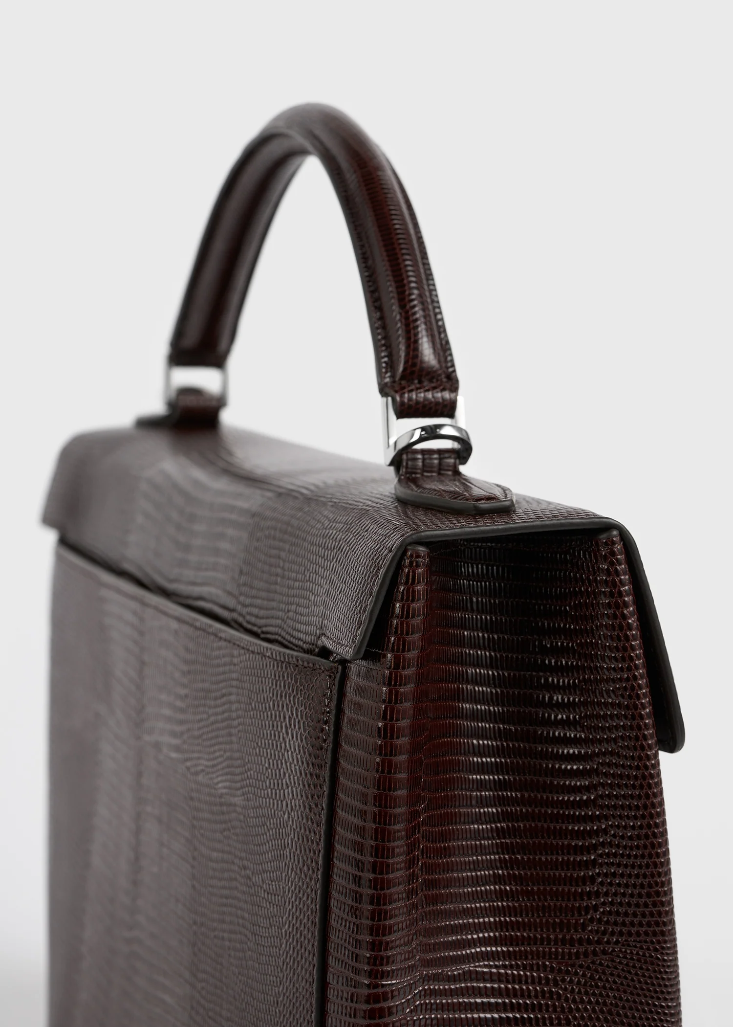 Clip lizard-embossed top handle brown - Image 5