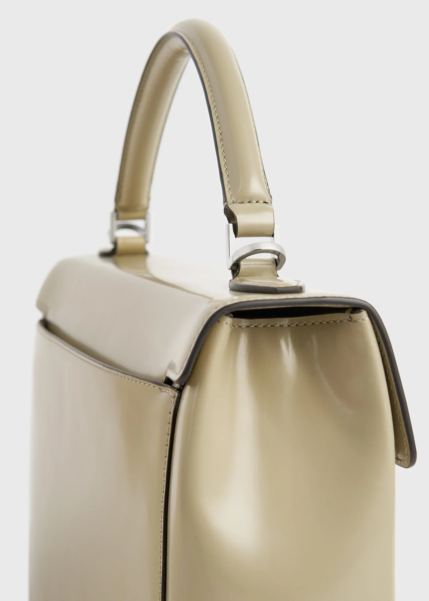 Clip polished-leather top handle cashew - Image 6
