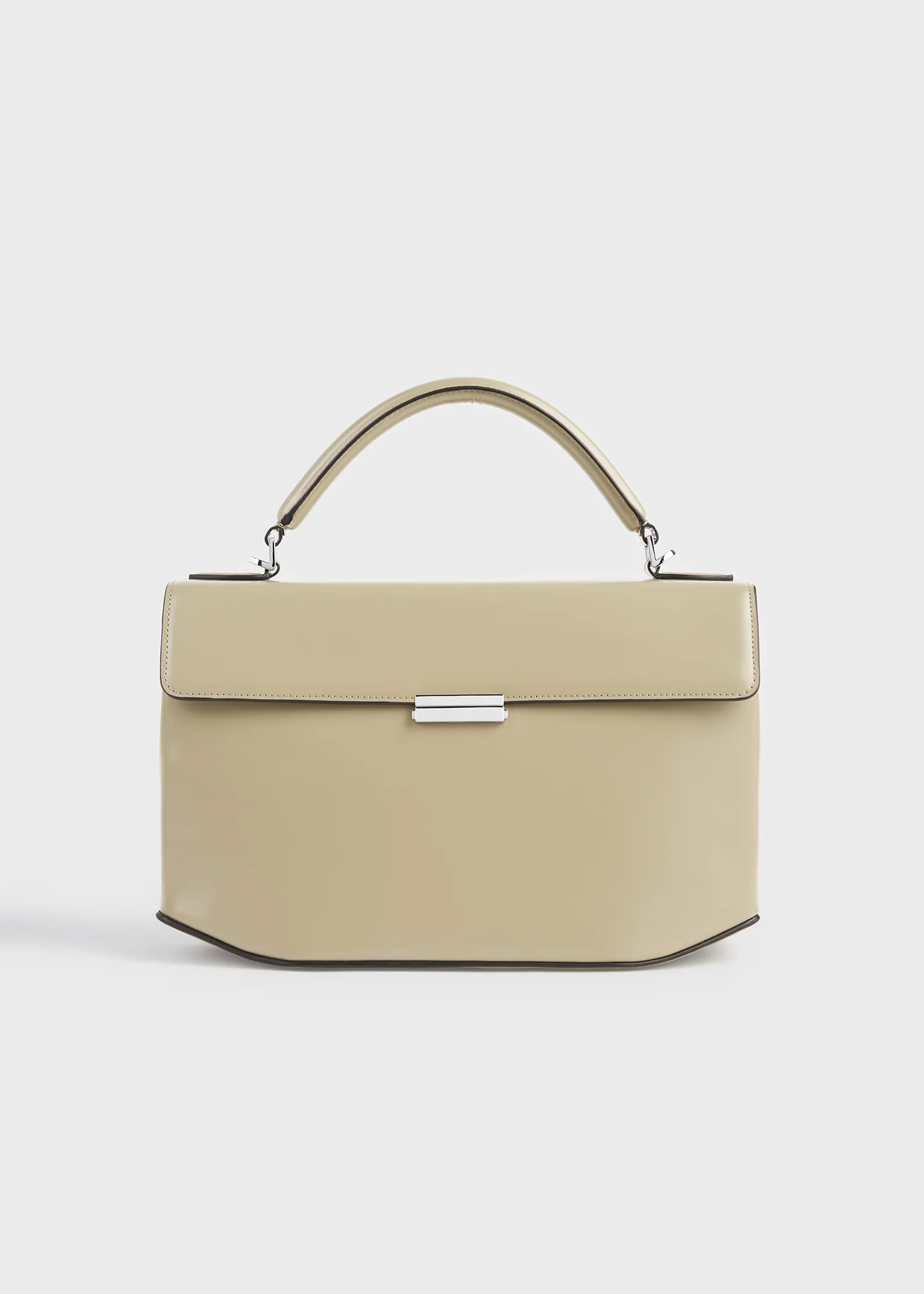 Clip polished-leather top handle cashew - Image 8
