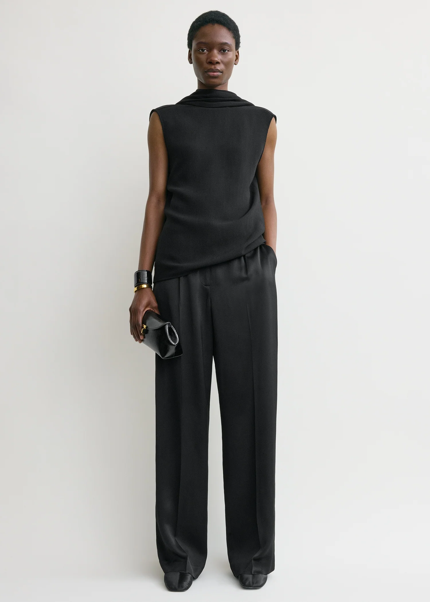 Cocoon cape blouse black