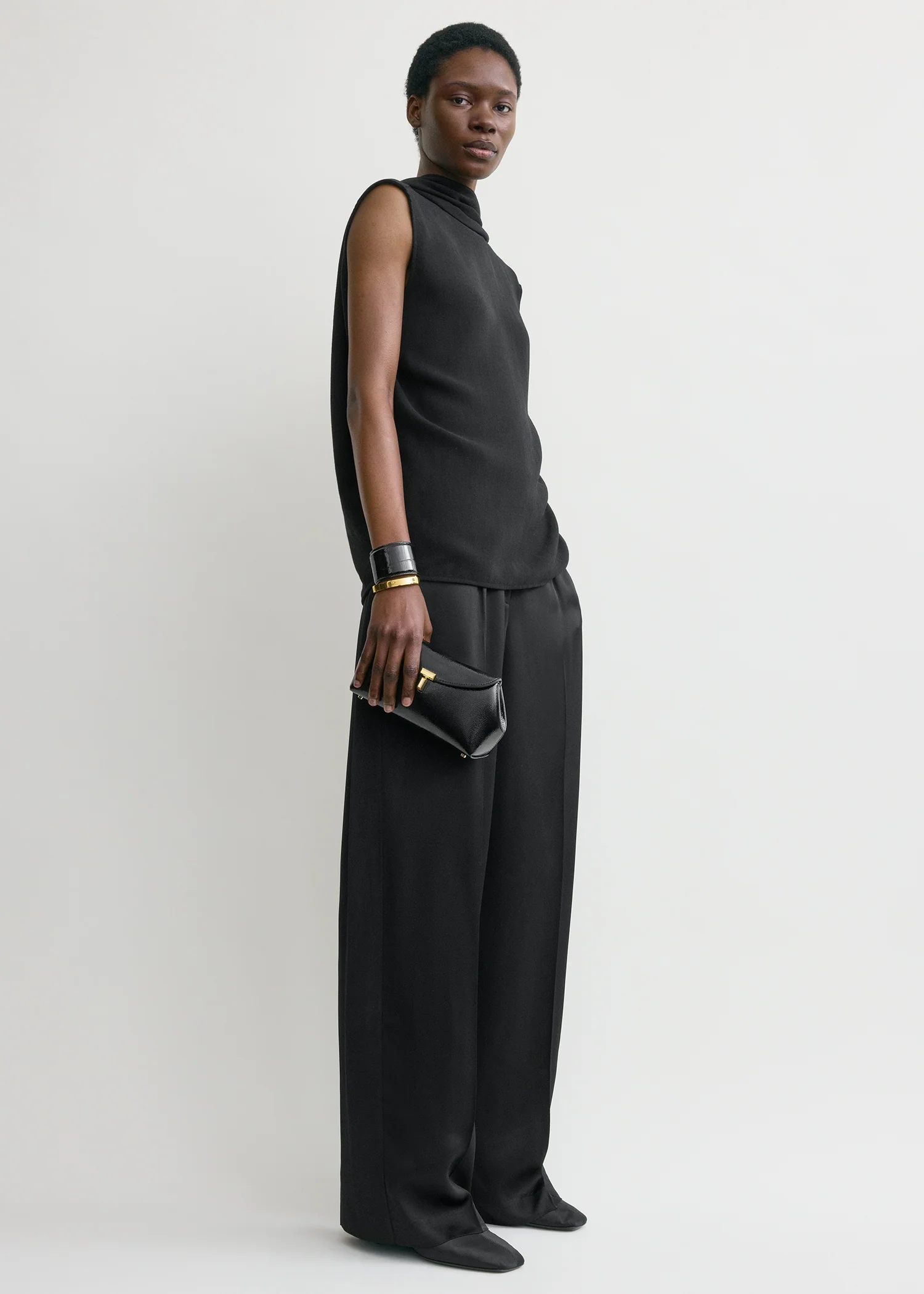 Cocoon cape blouse black - Image 2