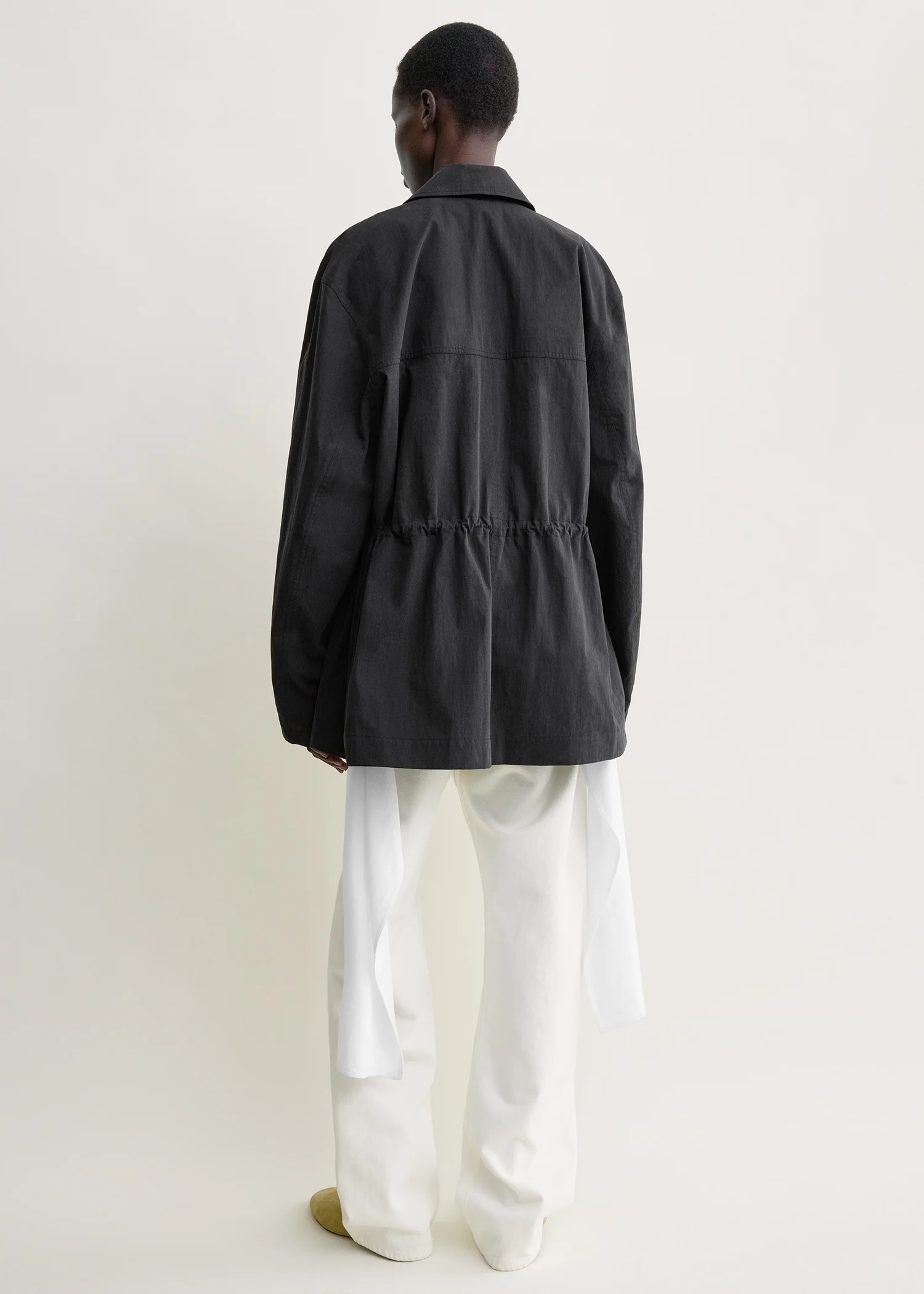 Collared drawstring jacket black - Image 3