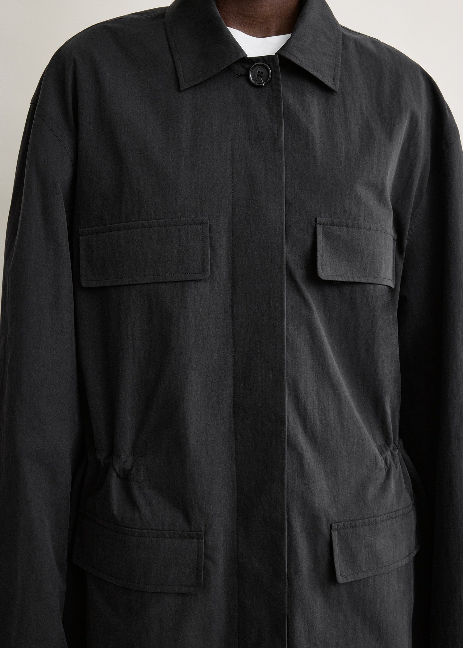Collared drawstring jacket black - Image 5