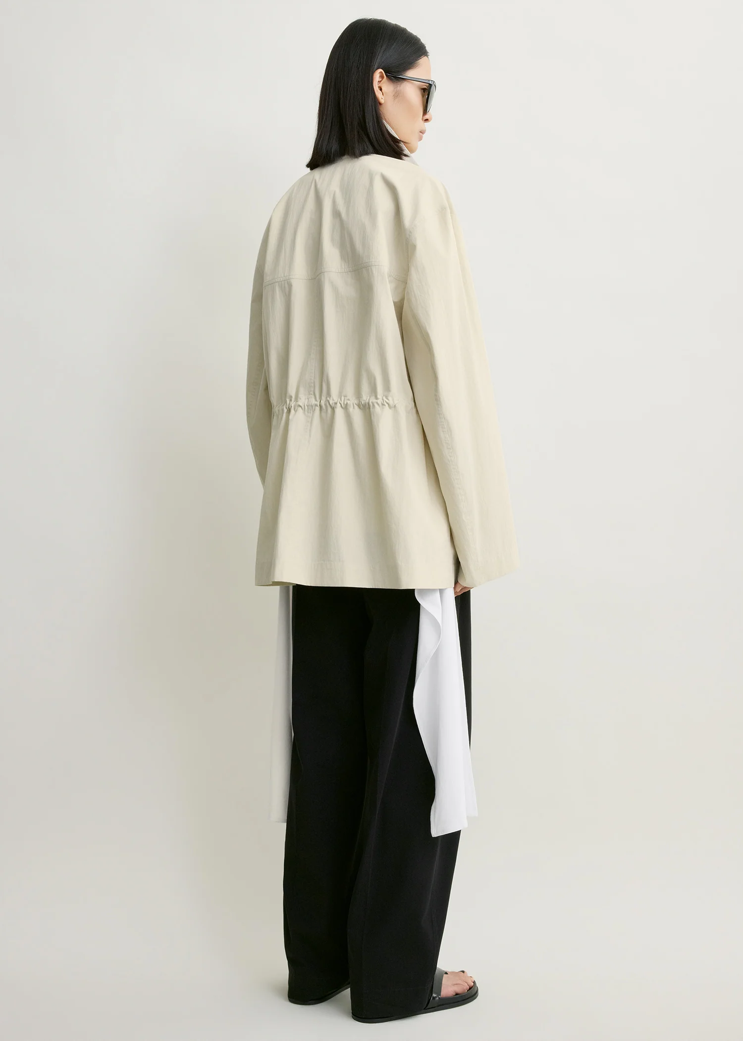 Collared drawstring jacket oyster - Image 3