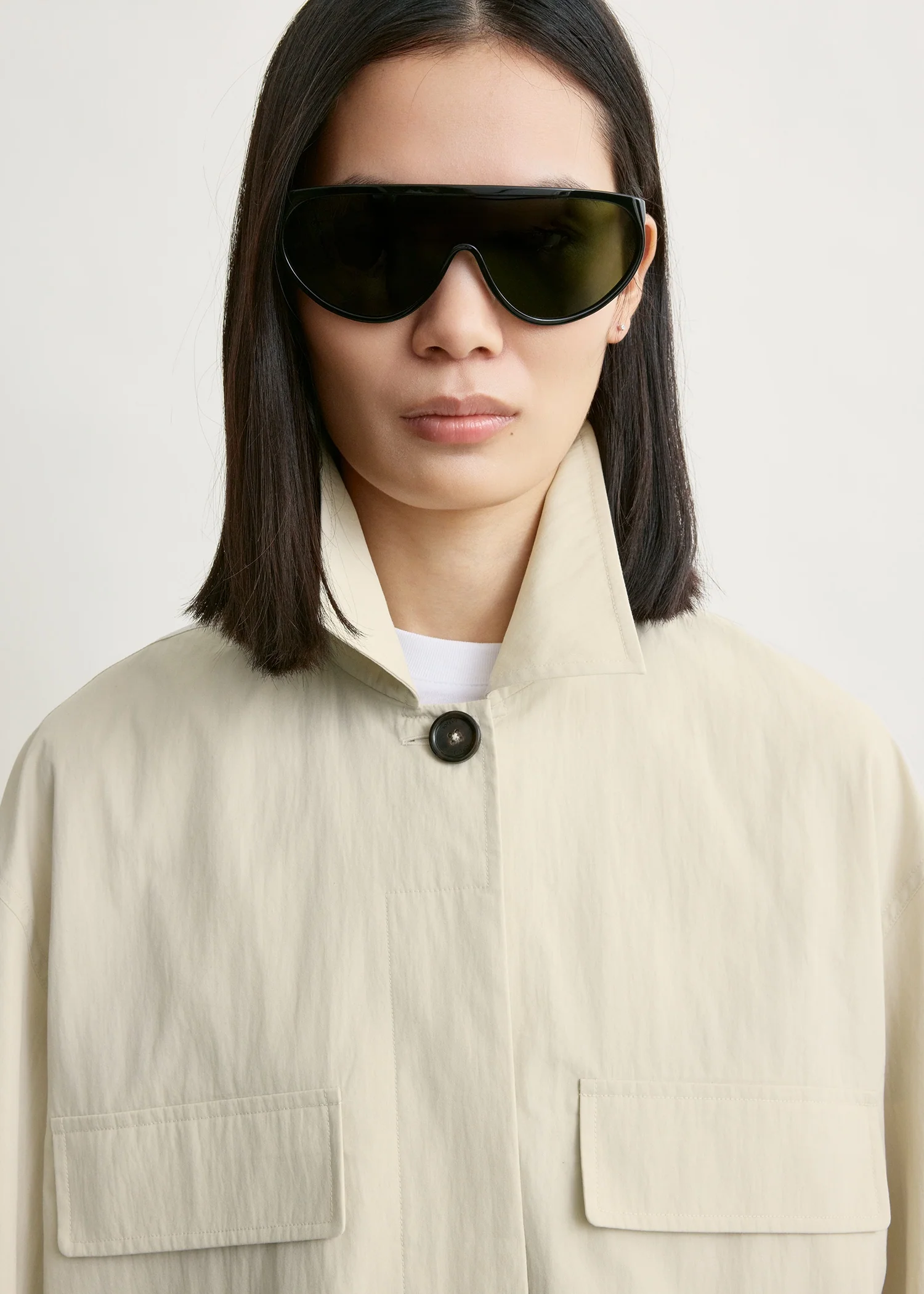 Collared drawstring jacket oyster - Image 5