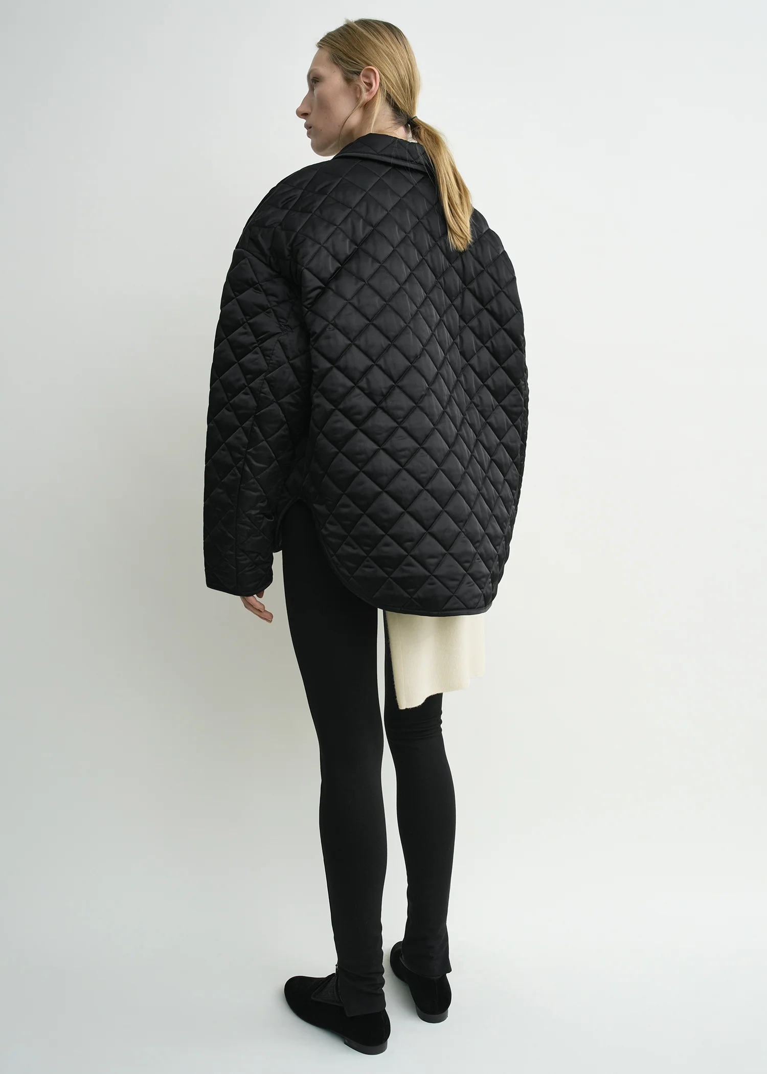 Collared quilted jacket black - Image 3