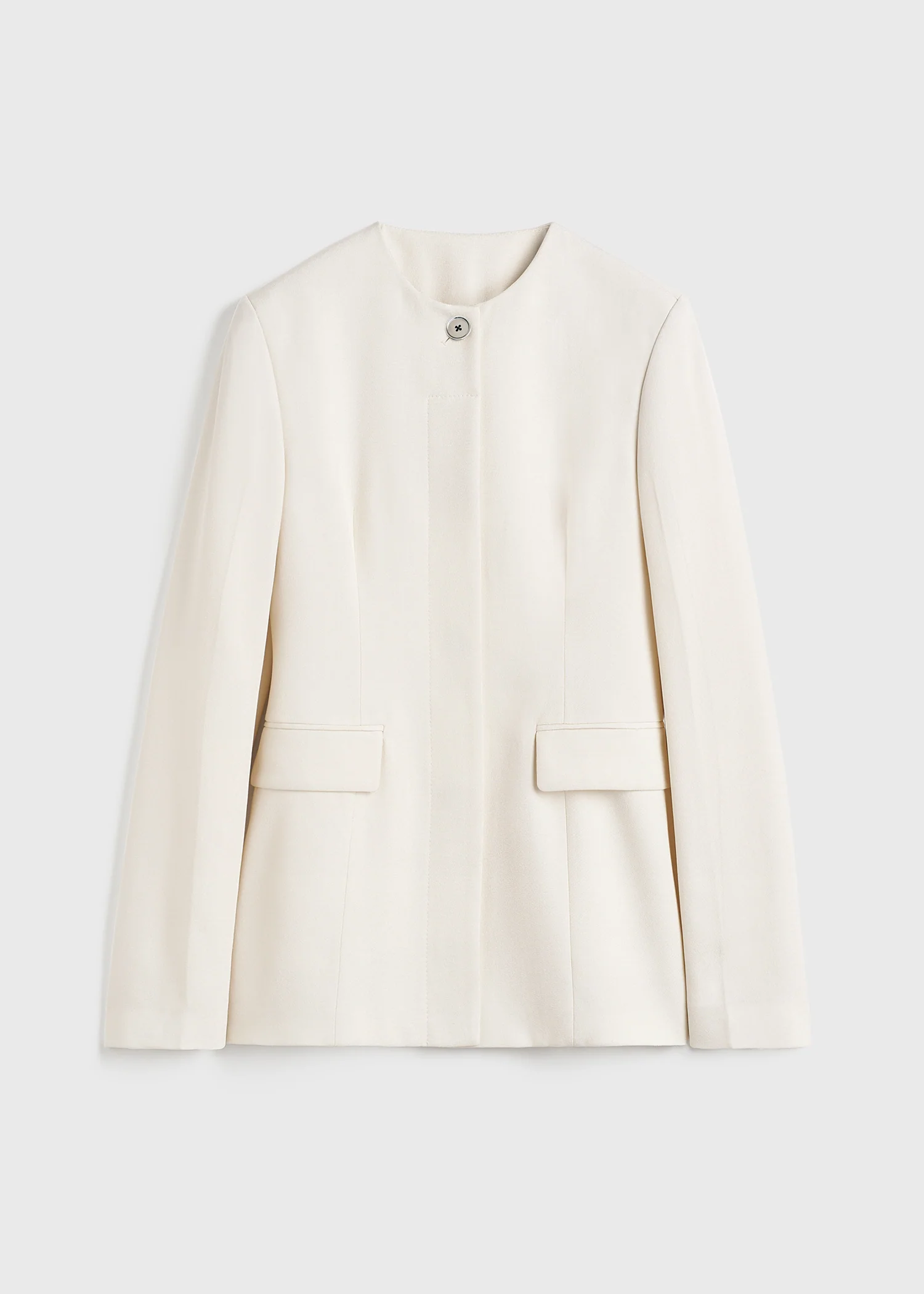 Collarless cinched jacket ecru - Image 6