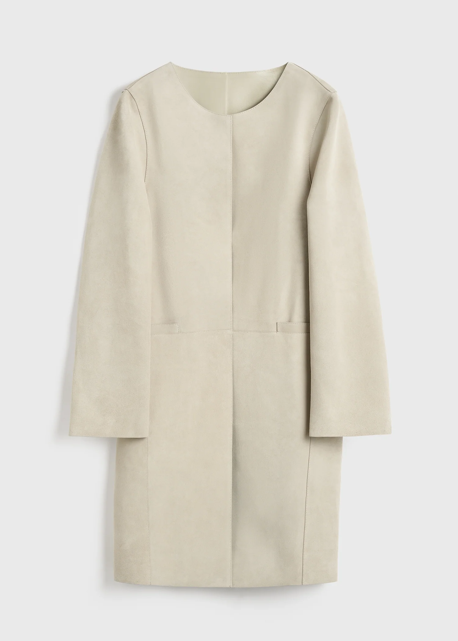 Collarless suede coat peanut - Image 6