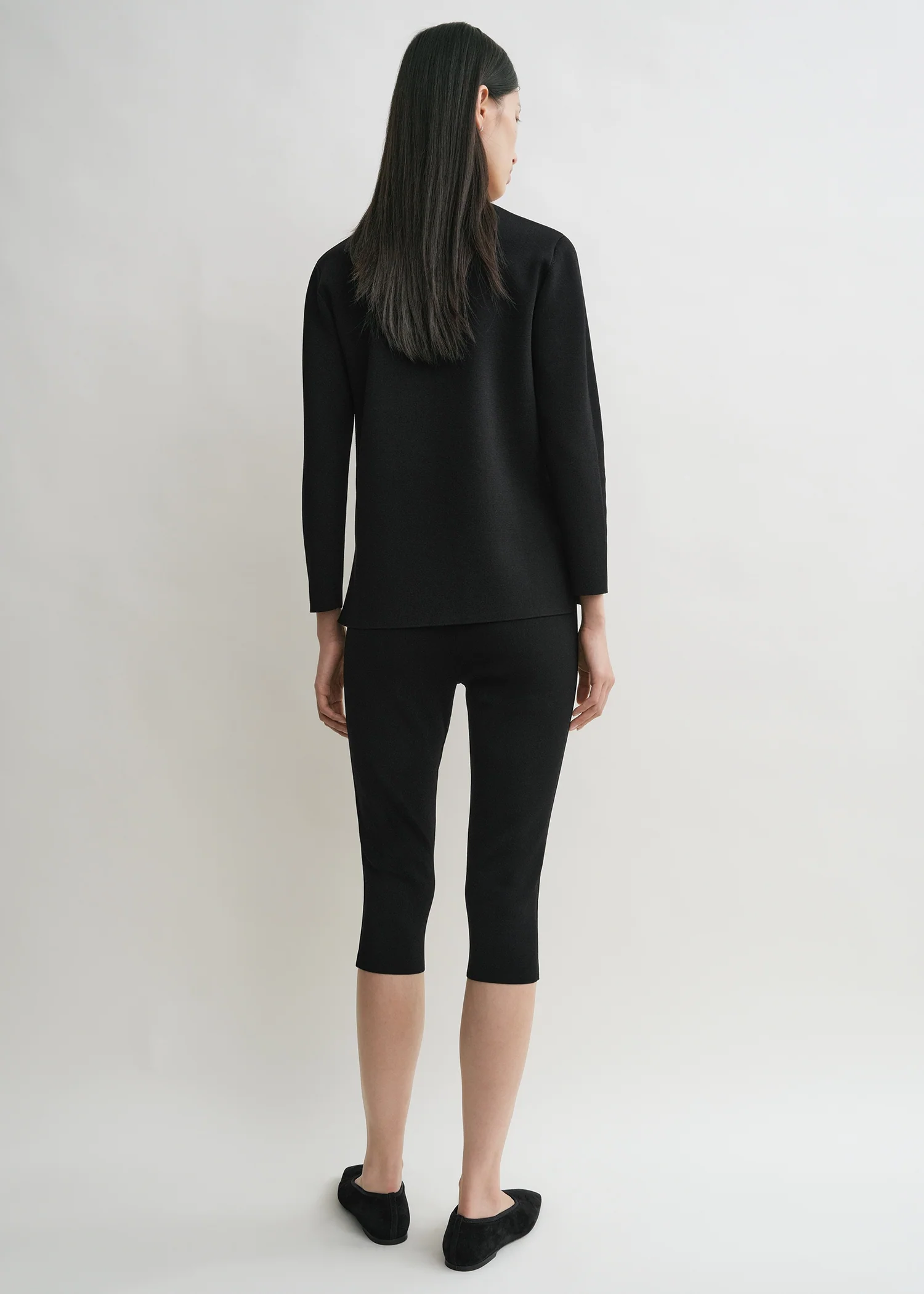 Compact knit capri trousers black - Image 3