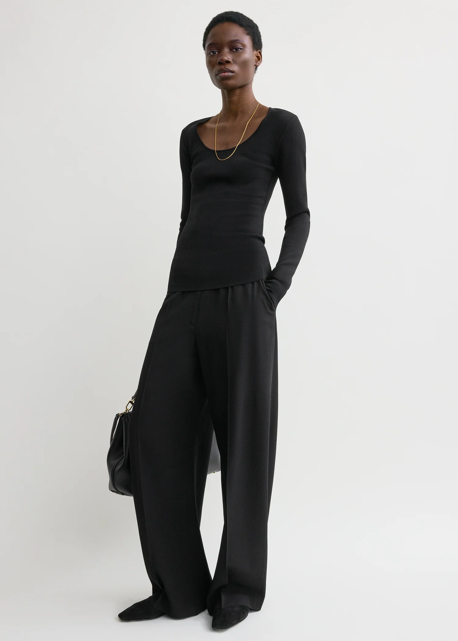 Compact knit top black