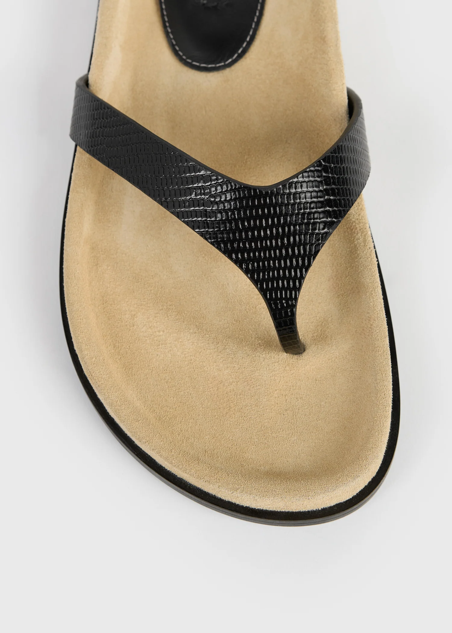 Contoured lizard-embossed flip flops beige/black - Image 6