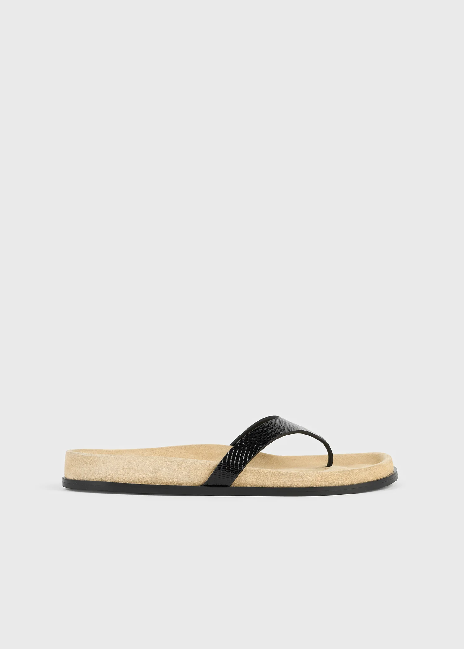 Contoured lizard-embossed flip flops beige/black - Image 8