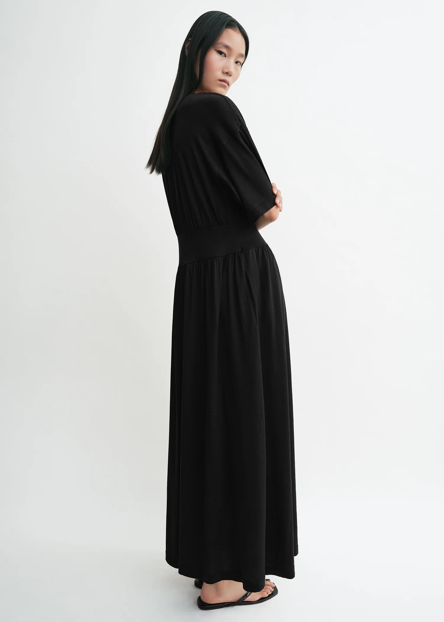 Cotton silk tee dress black - Image 3