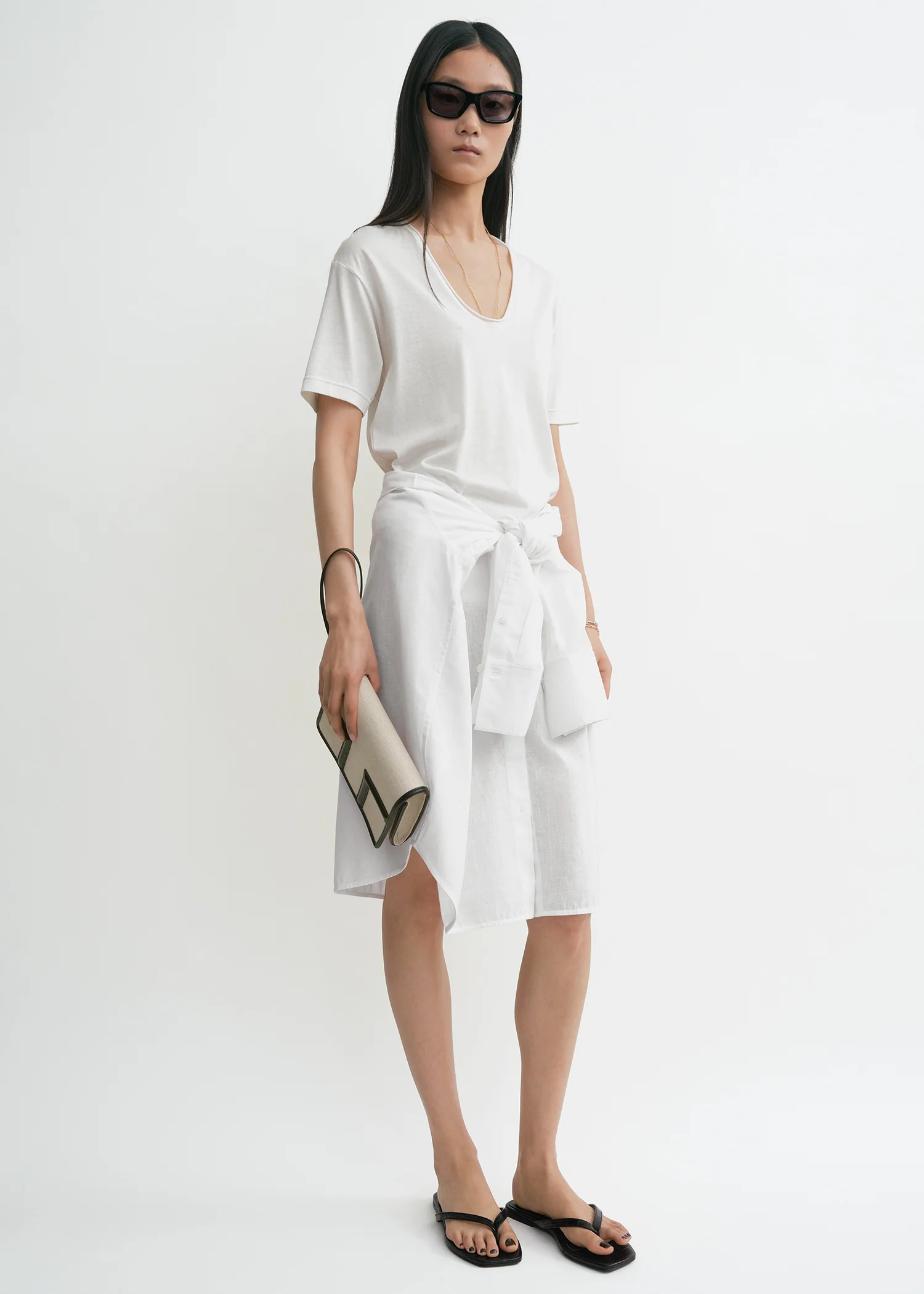 Cotton silk tee off-white - Image 2