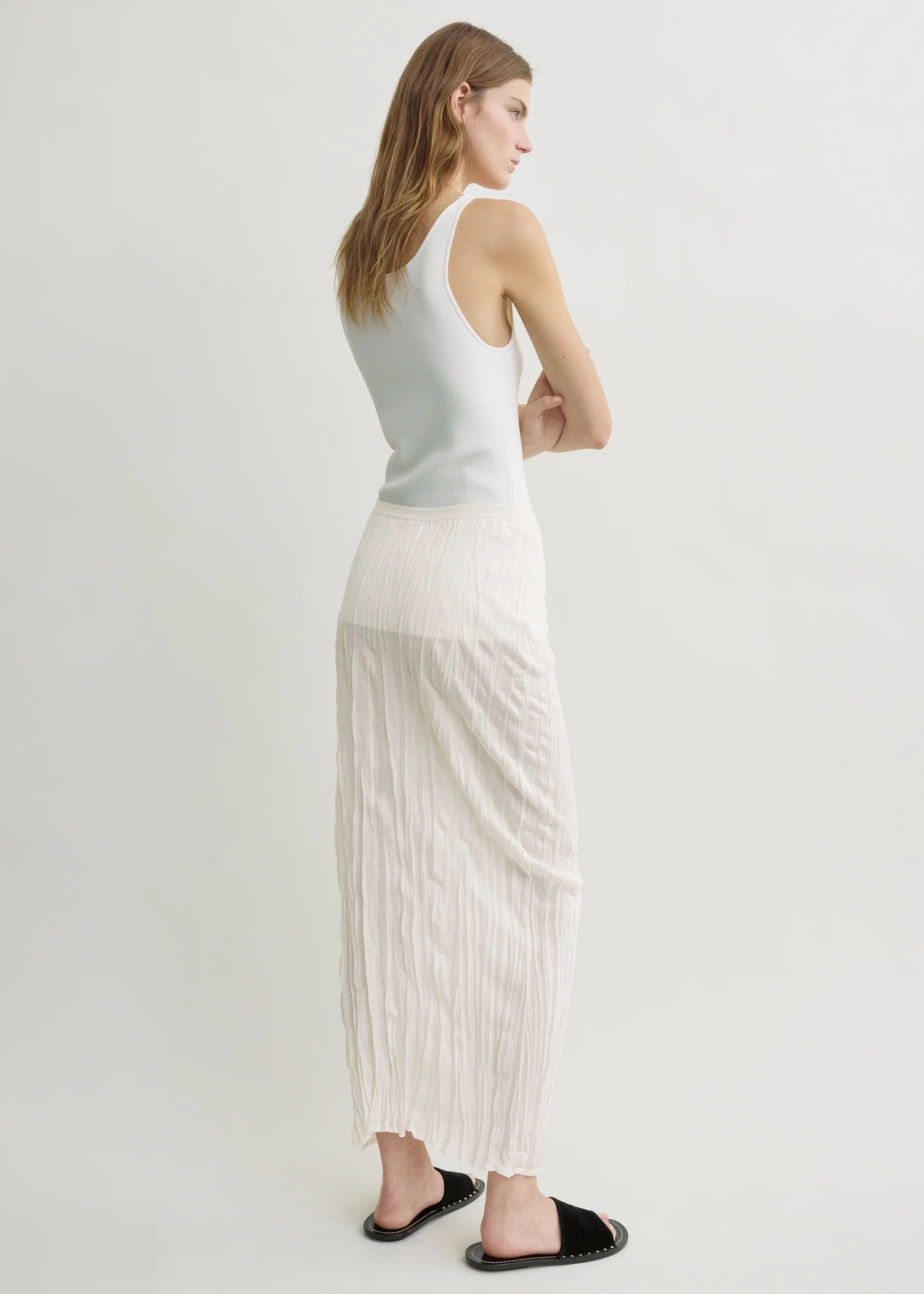 Crinkled knit skirt white - Image 3