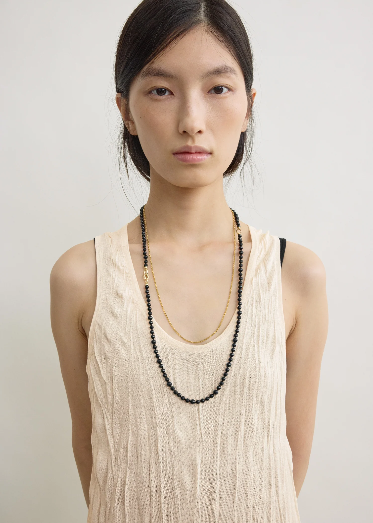 Crinkled knit tank dress pale apricot - Image 4