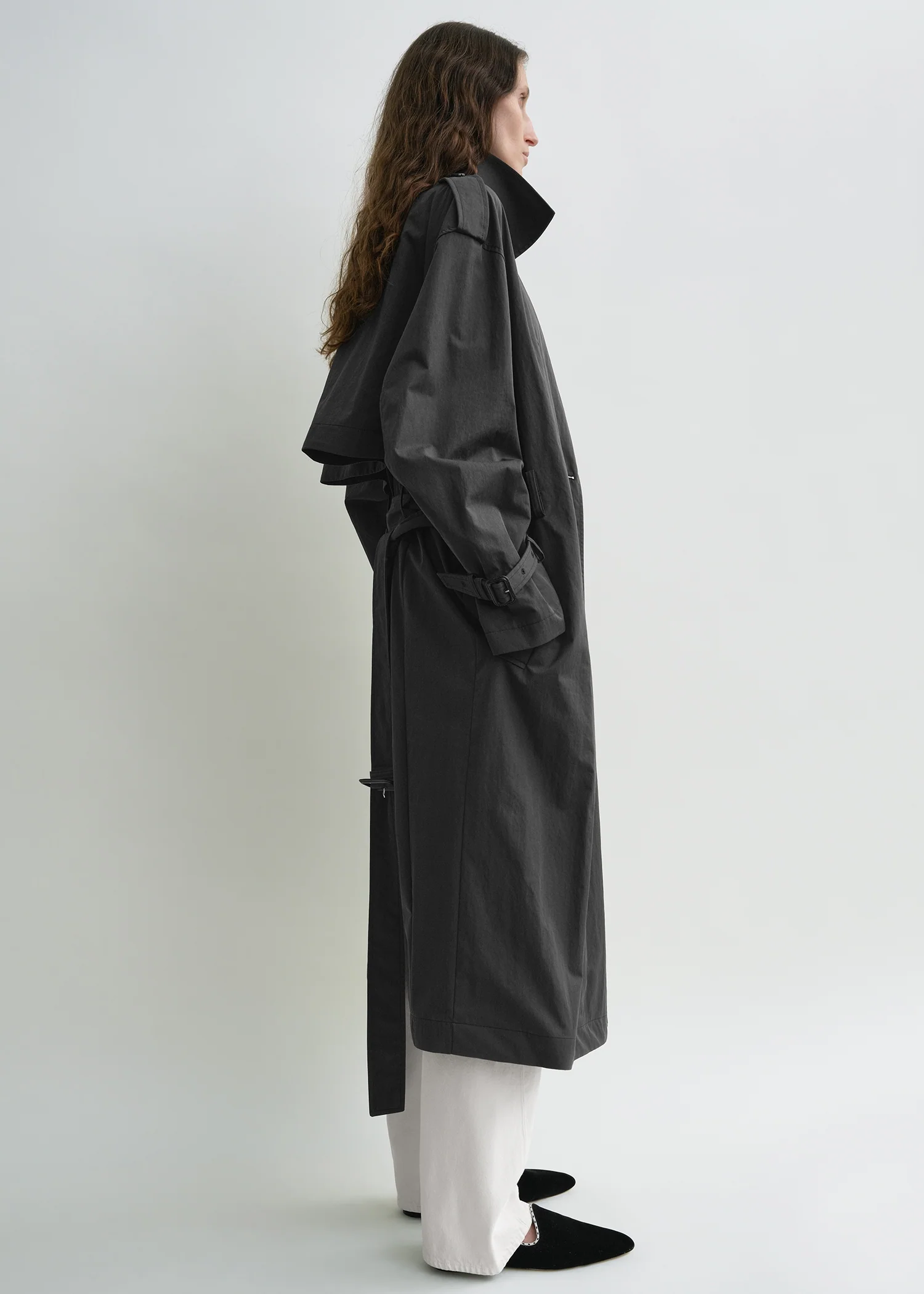 Crisp summer trench washed black petite - Image 2