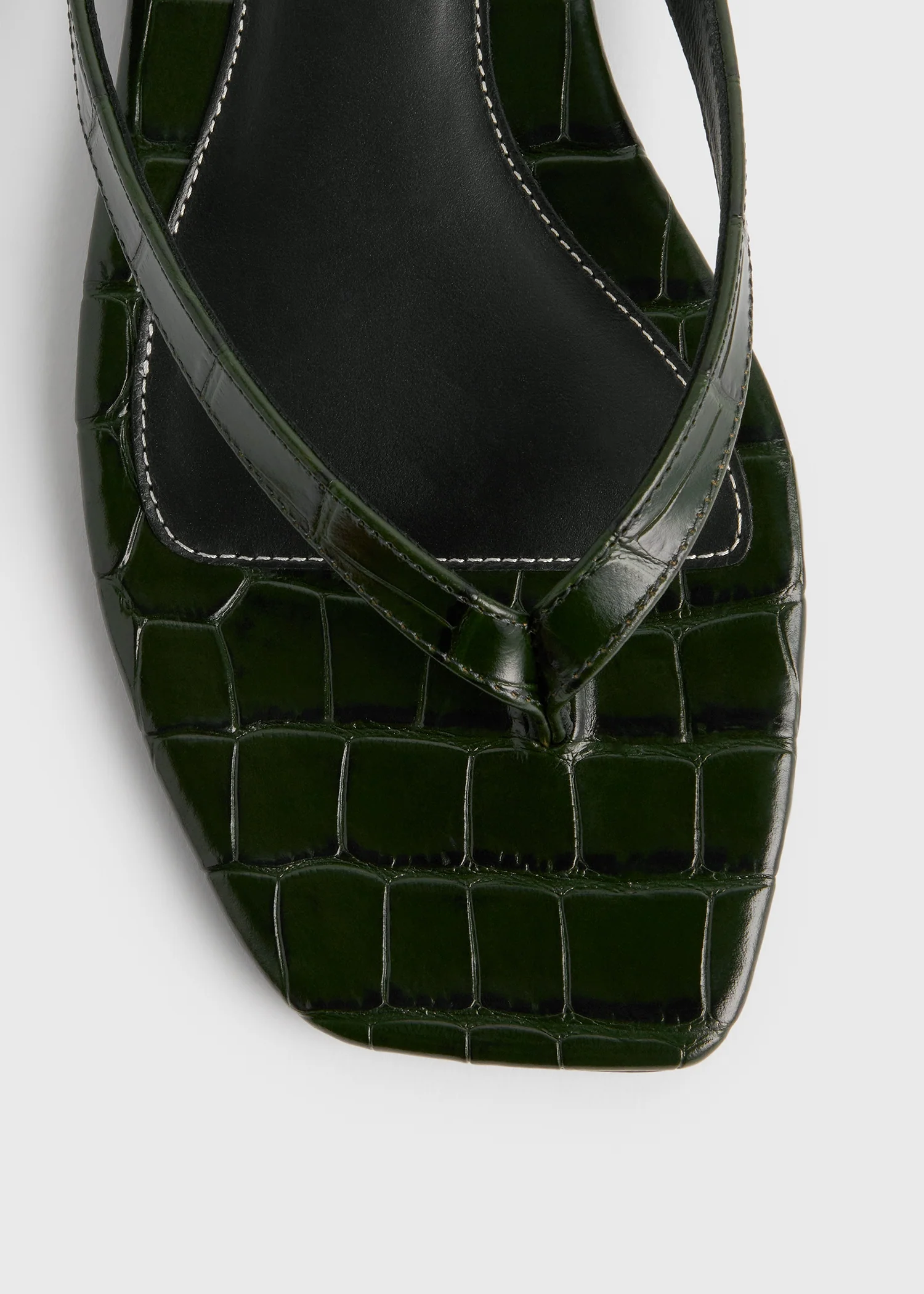Croco-embossed flip flops dark green - Image 6