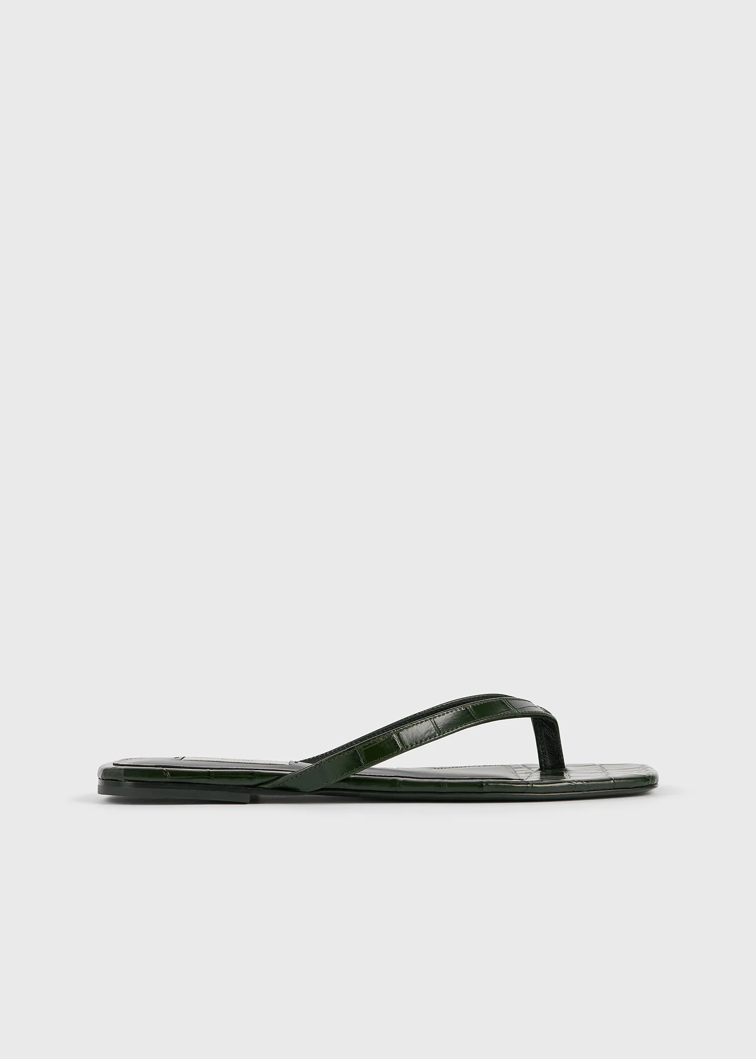 Croco-embossed flip flops dark green - Image 8