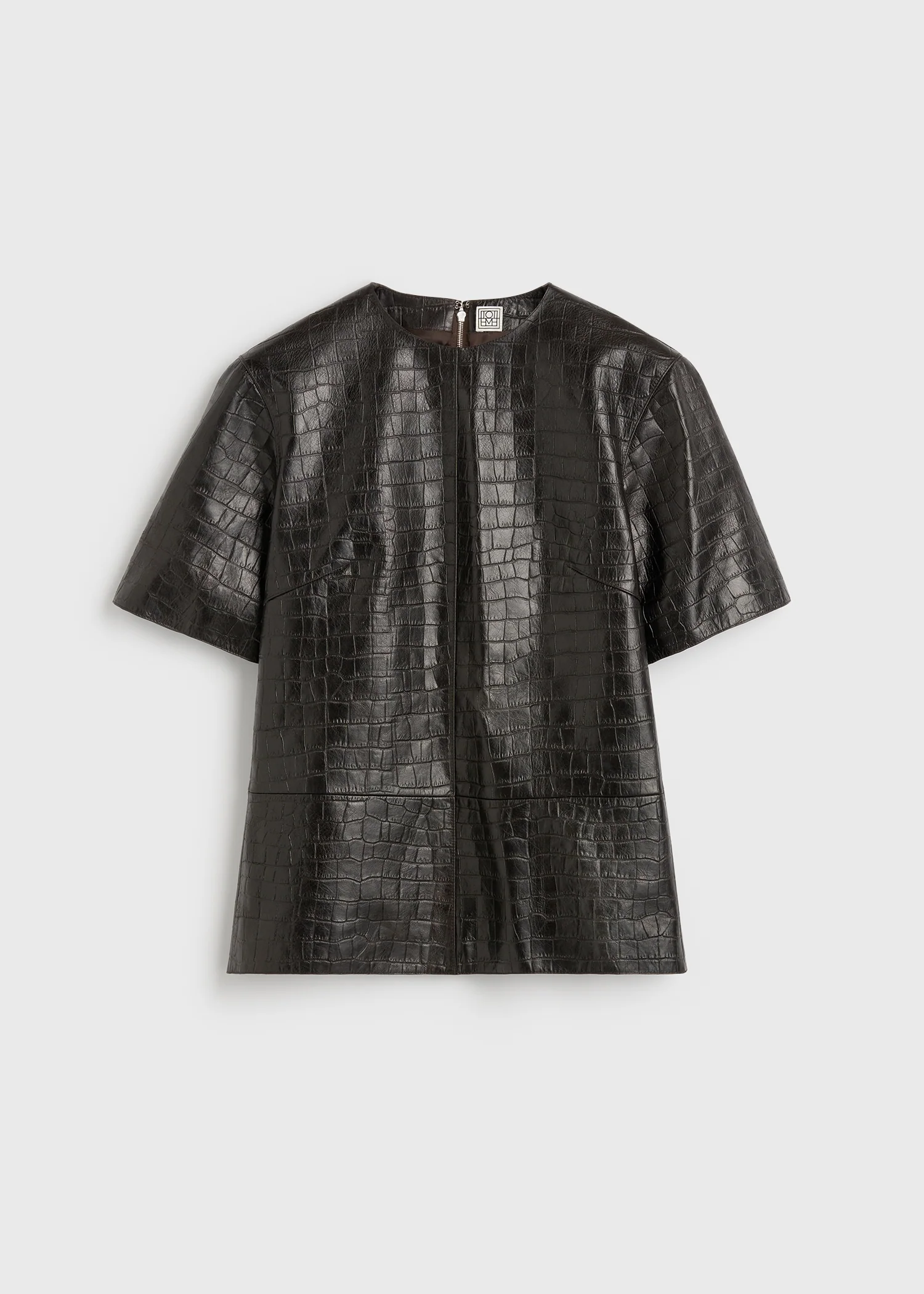 Croco-embossed tee dark brown - Image 5