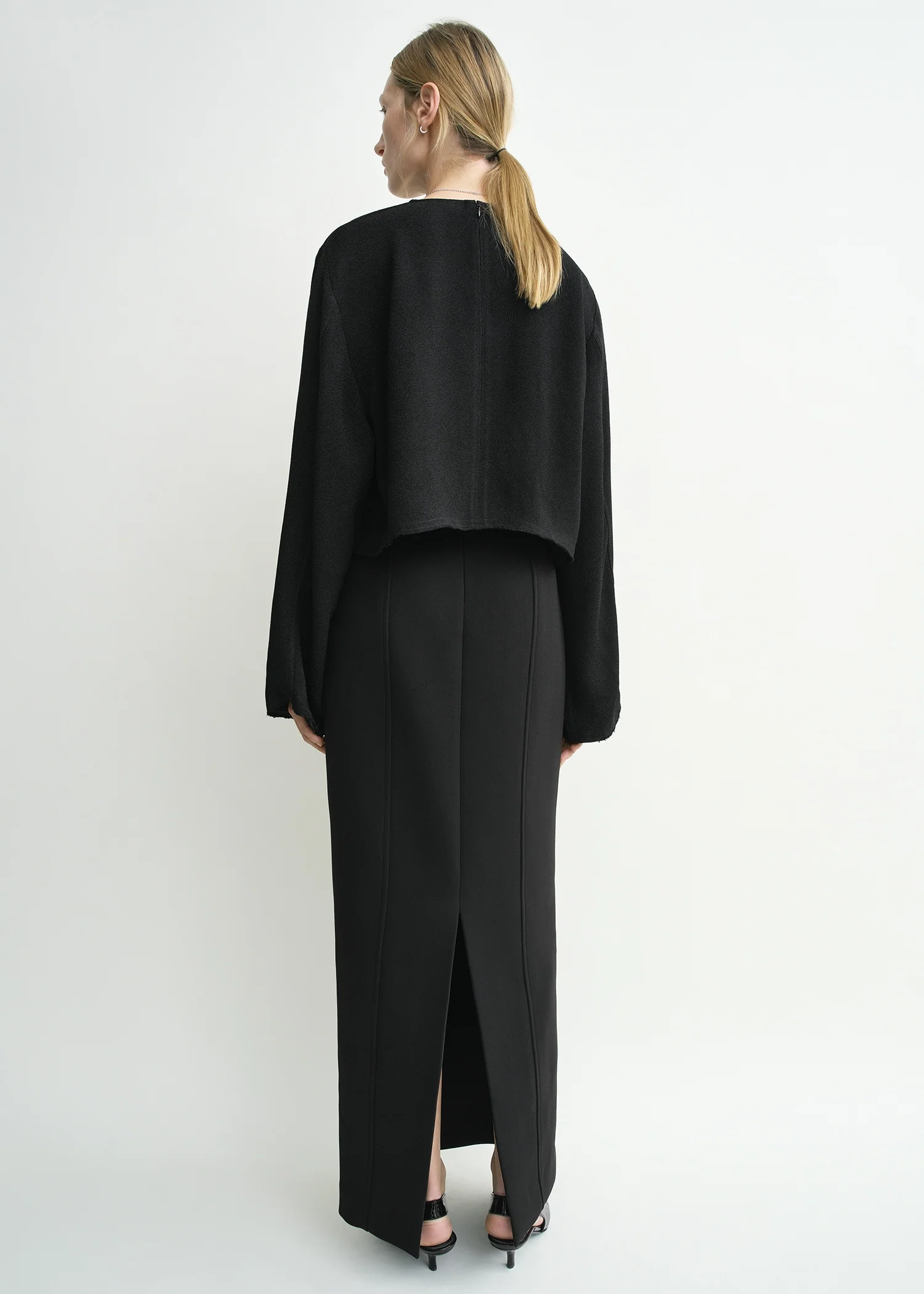 Cropped sablé blouse black - Image 3