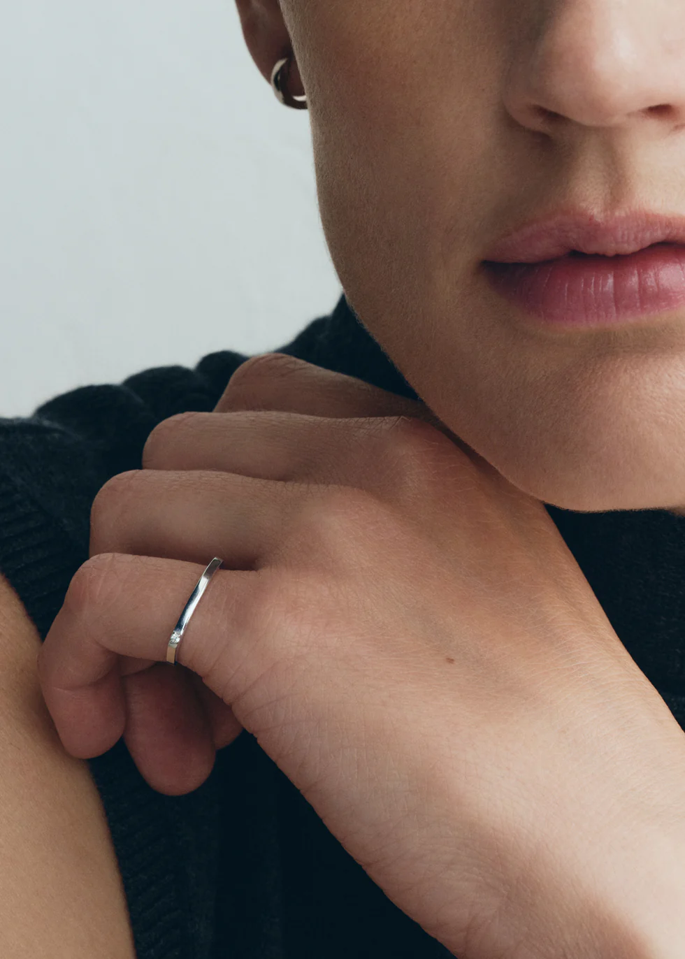 Diamond chain ring 18kt white gold - Image 3