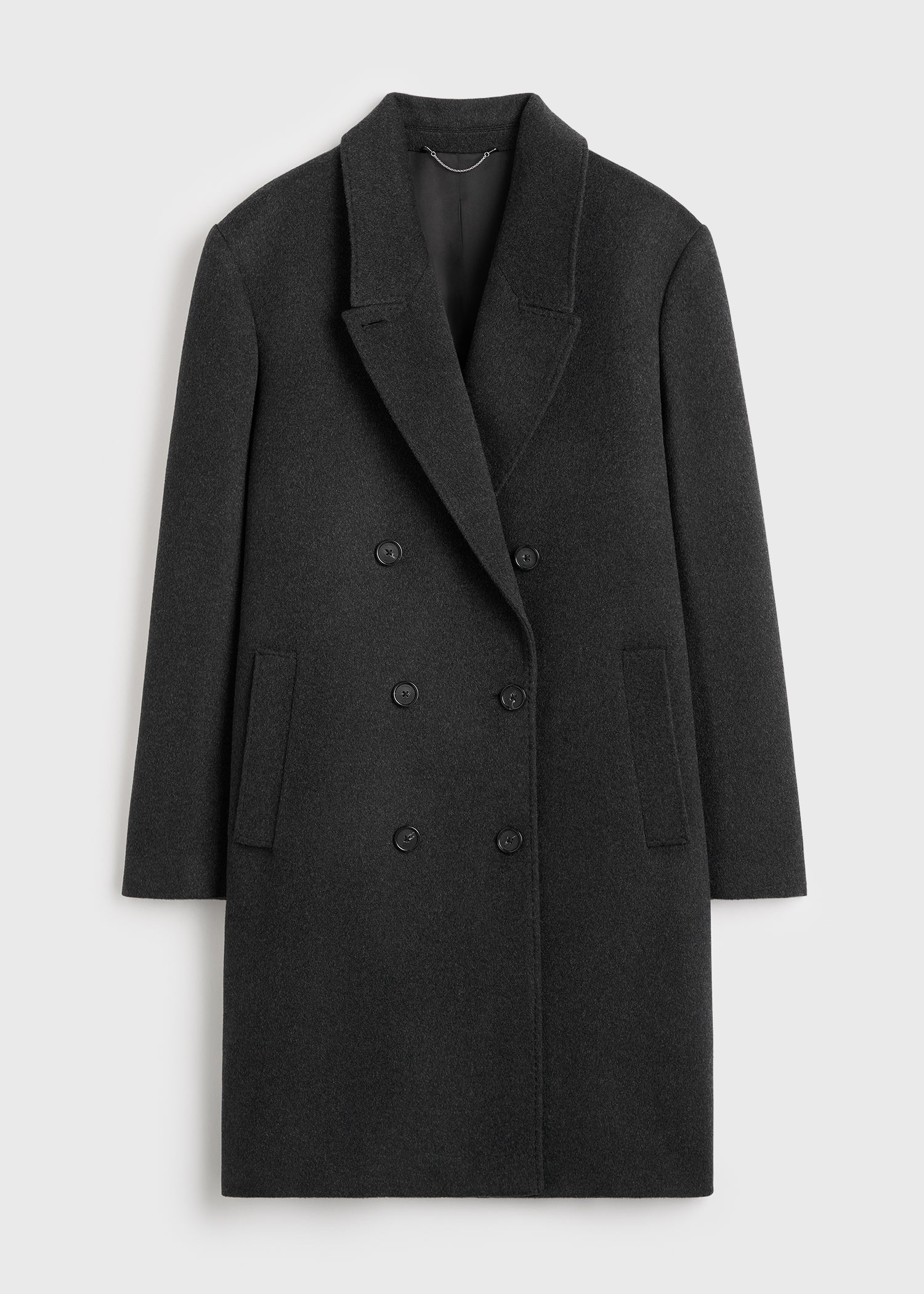 Double-breasted cashmere coat charcoal - Image 6