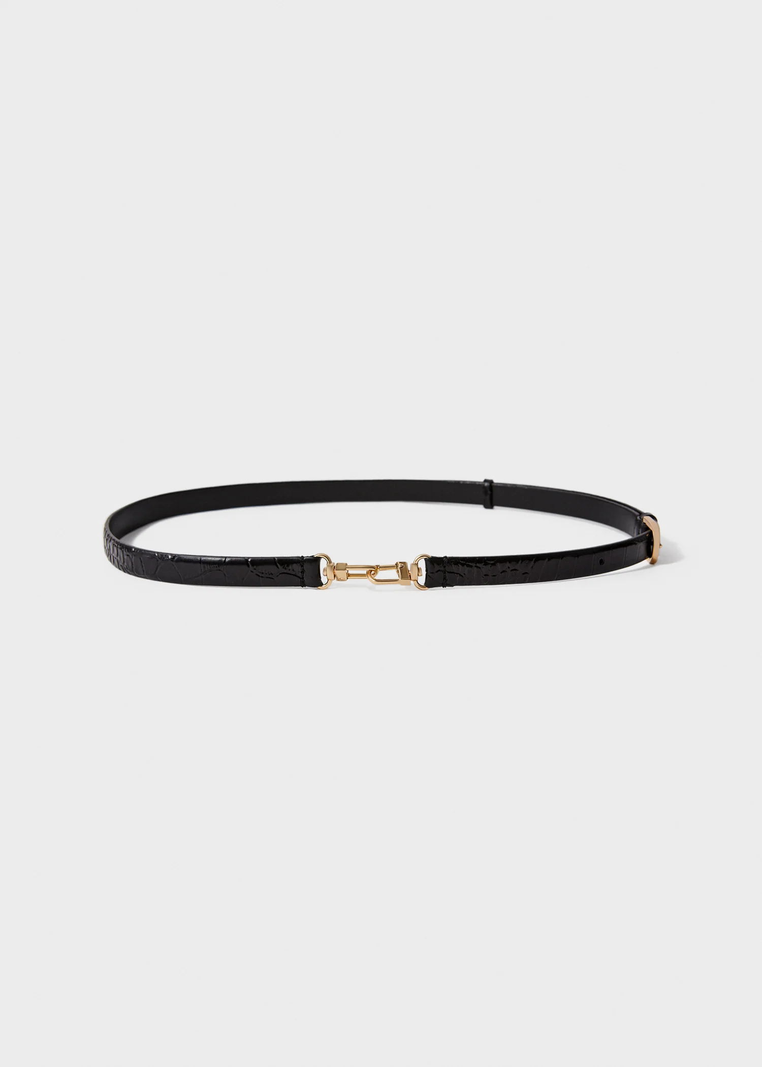 Double clasp croco-embossed belt black - Image 3