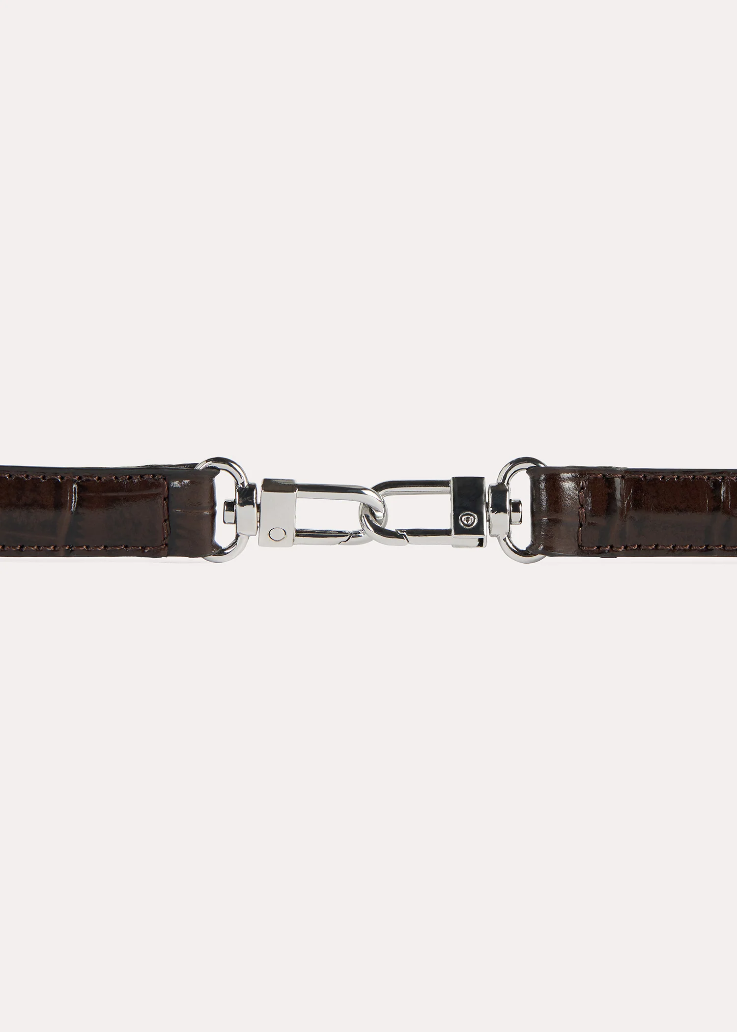 Double clasp leather belt dark brown croco - Image 4