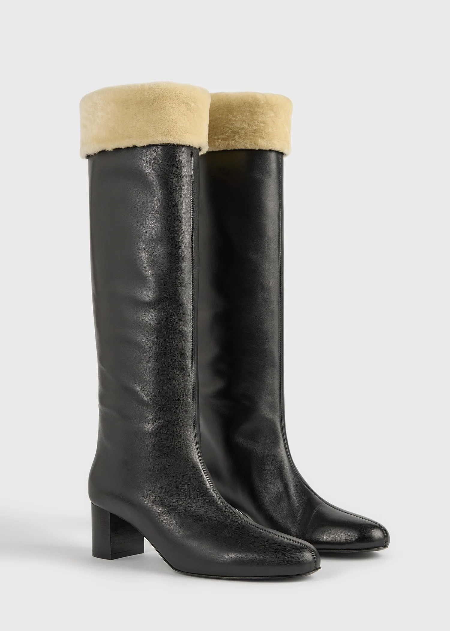 Downtown shearling knee-high boots black/beige - Image 7