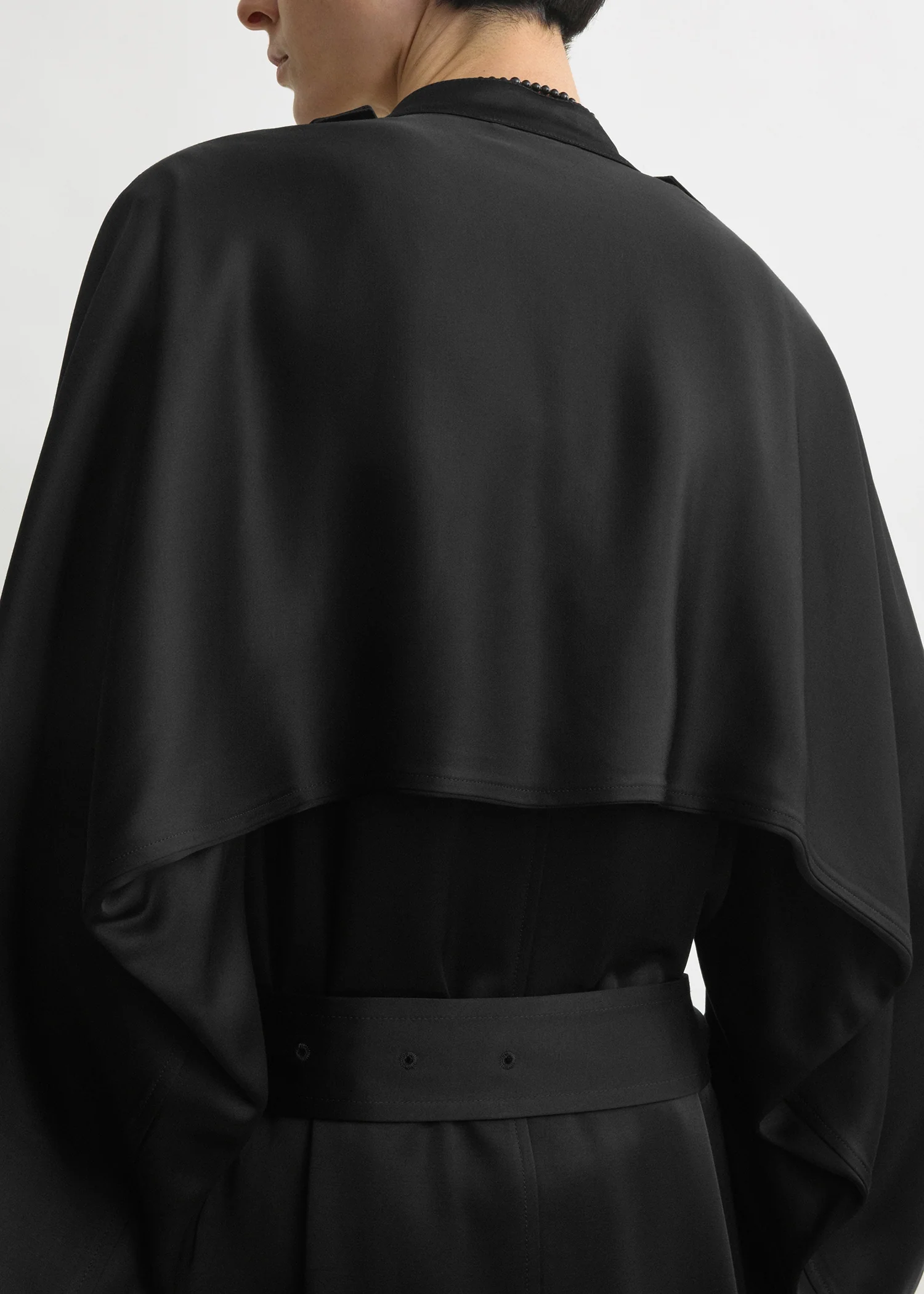 Draped satin trench black - Image 5