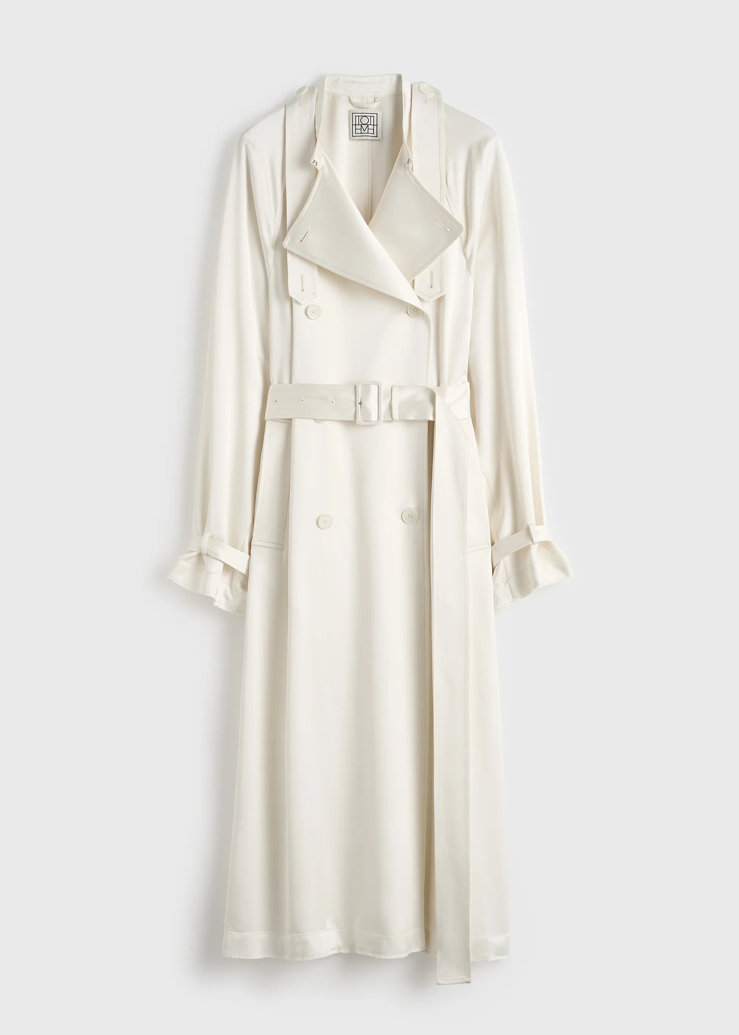 Draped satin trench off-white - Image 7
