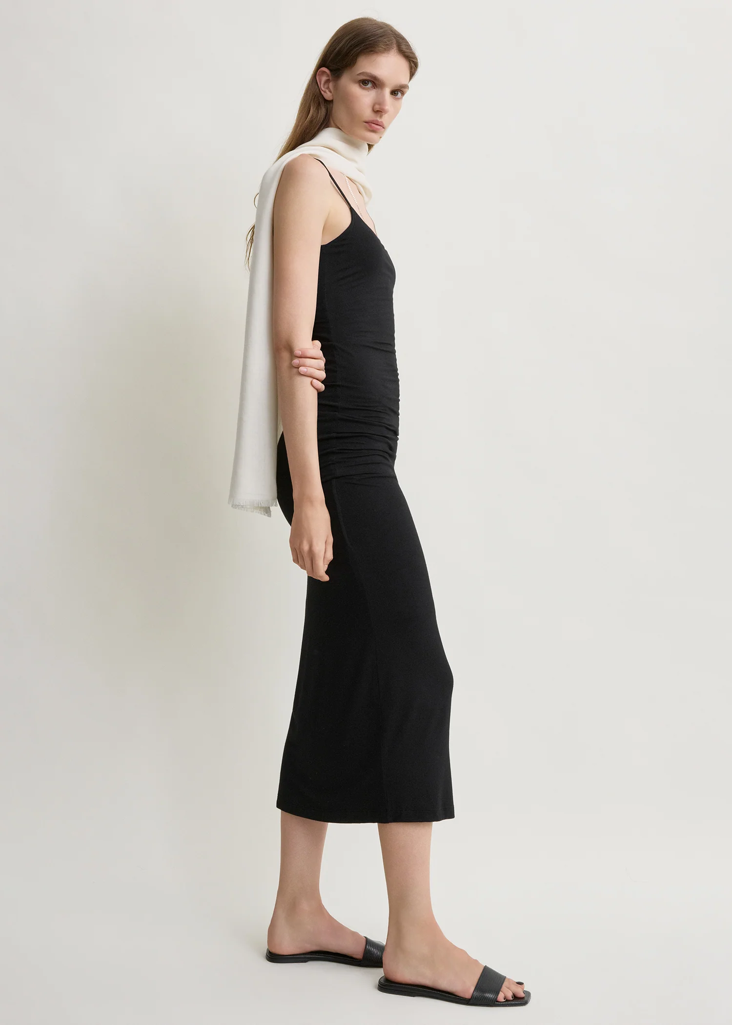 Draped slip dress black - Image 2