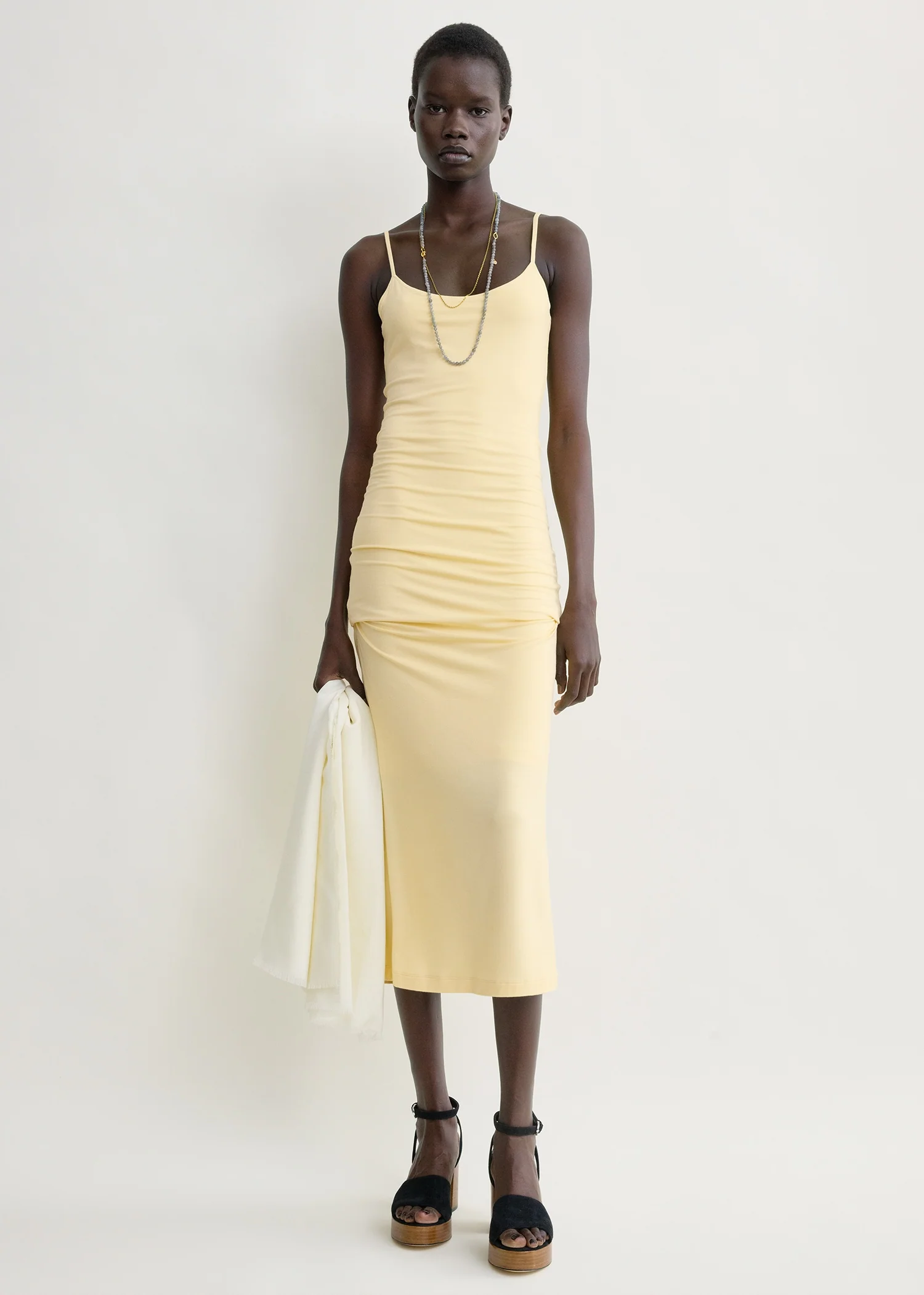 Draped slip dress buttercup