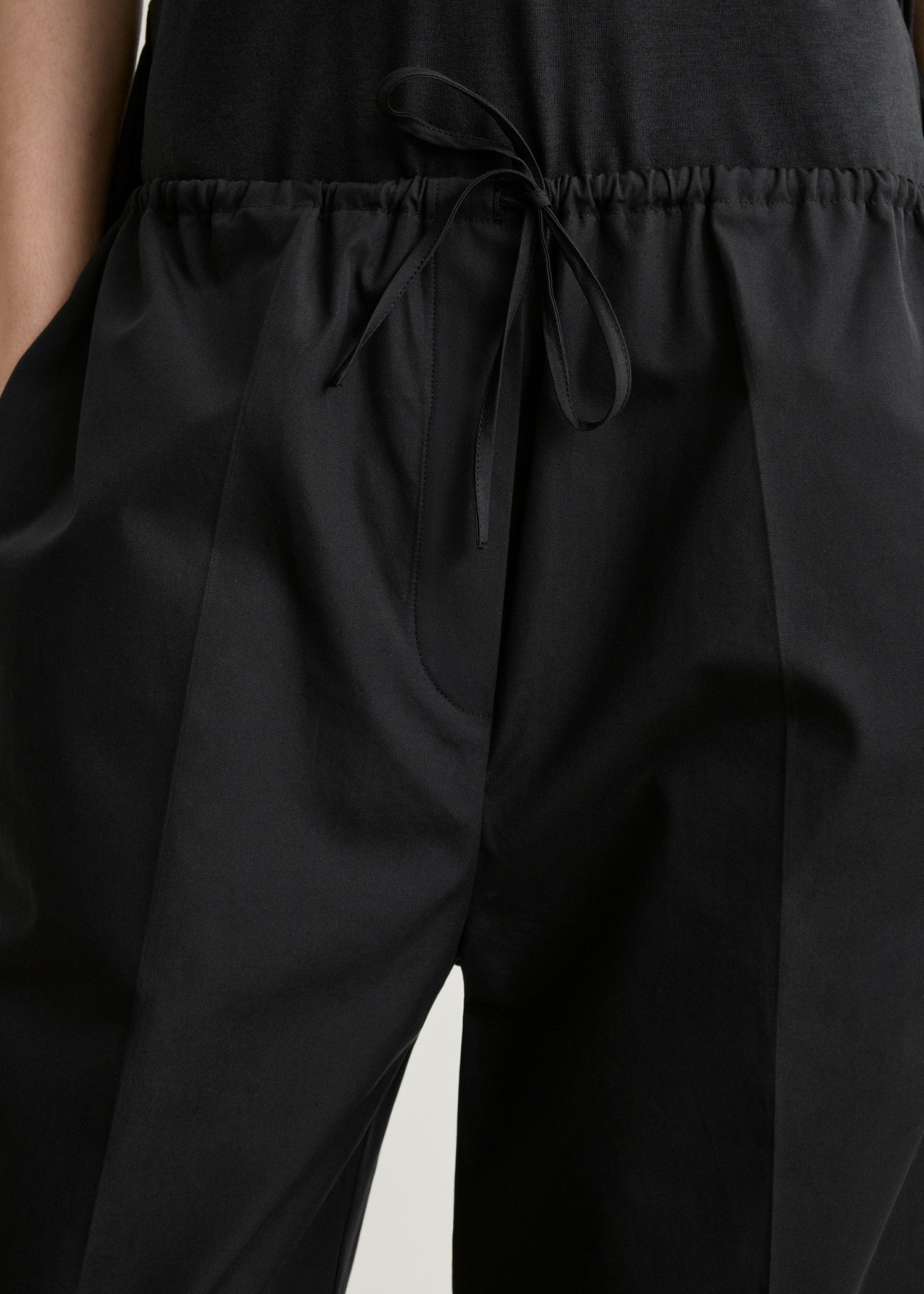 Drawstring cotton trousers black - Image 5
