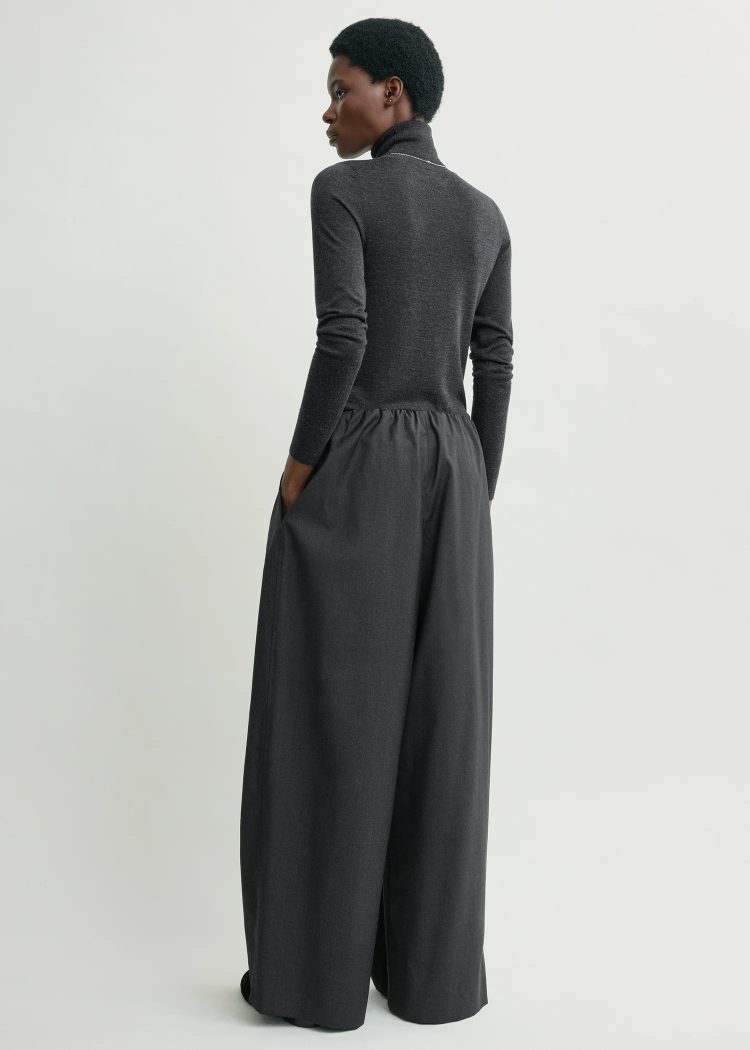 Drawstring dinner trousers charcoal melange - Image 3