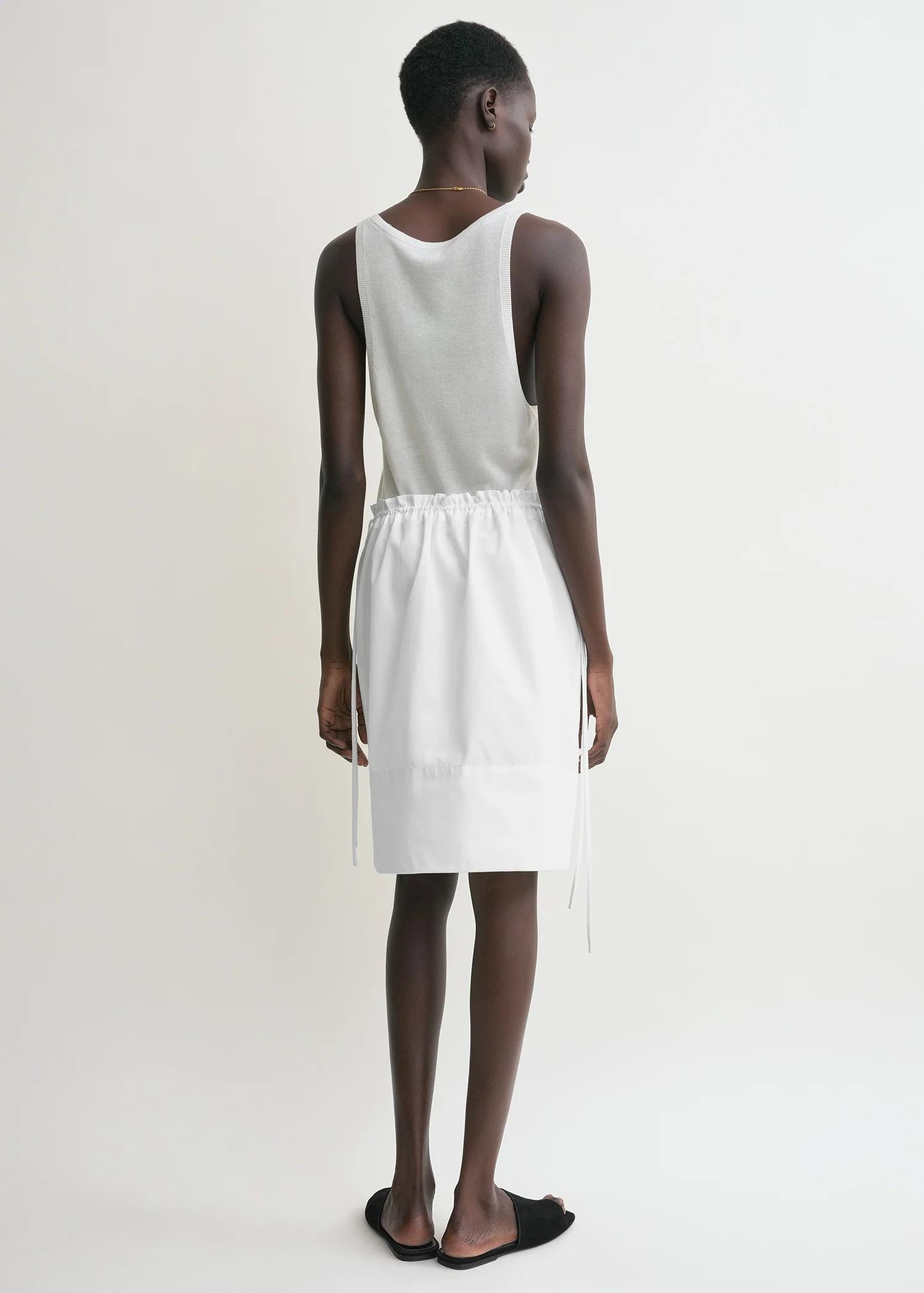 Drawstring poplin mini skirt white - Image 3