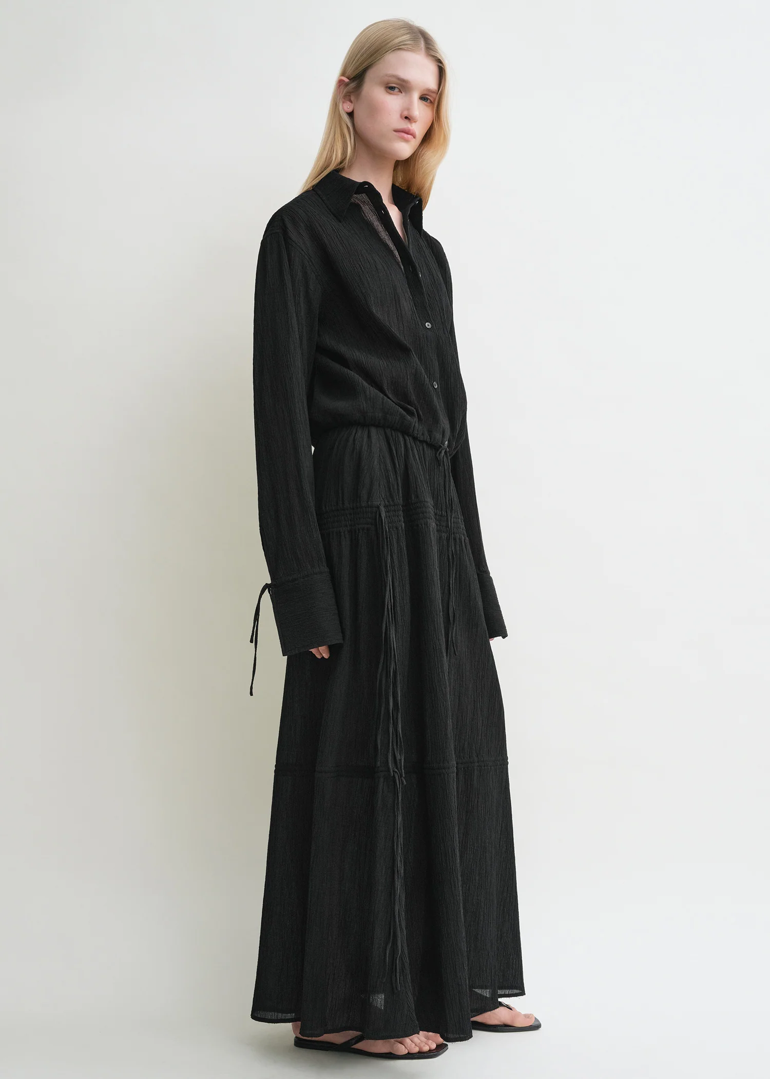 Drawstring shirt black - Image 2