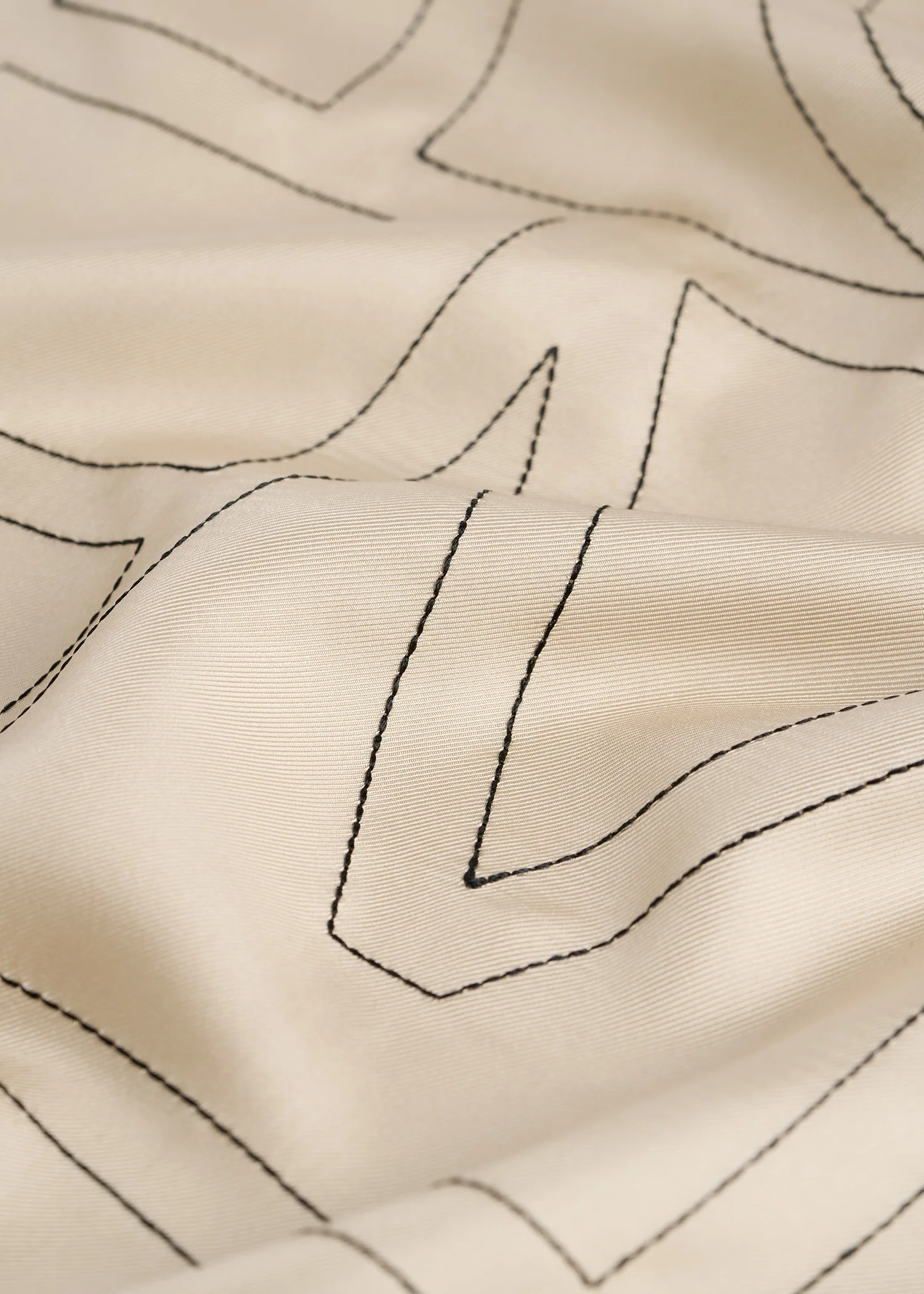 Embroidered monogram silk scarf ivory - Image 5