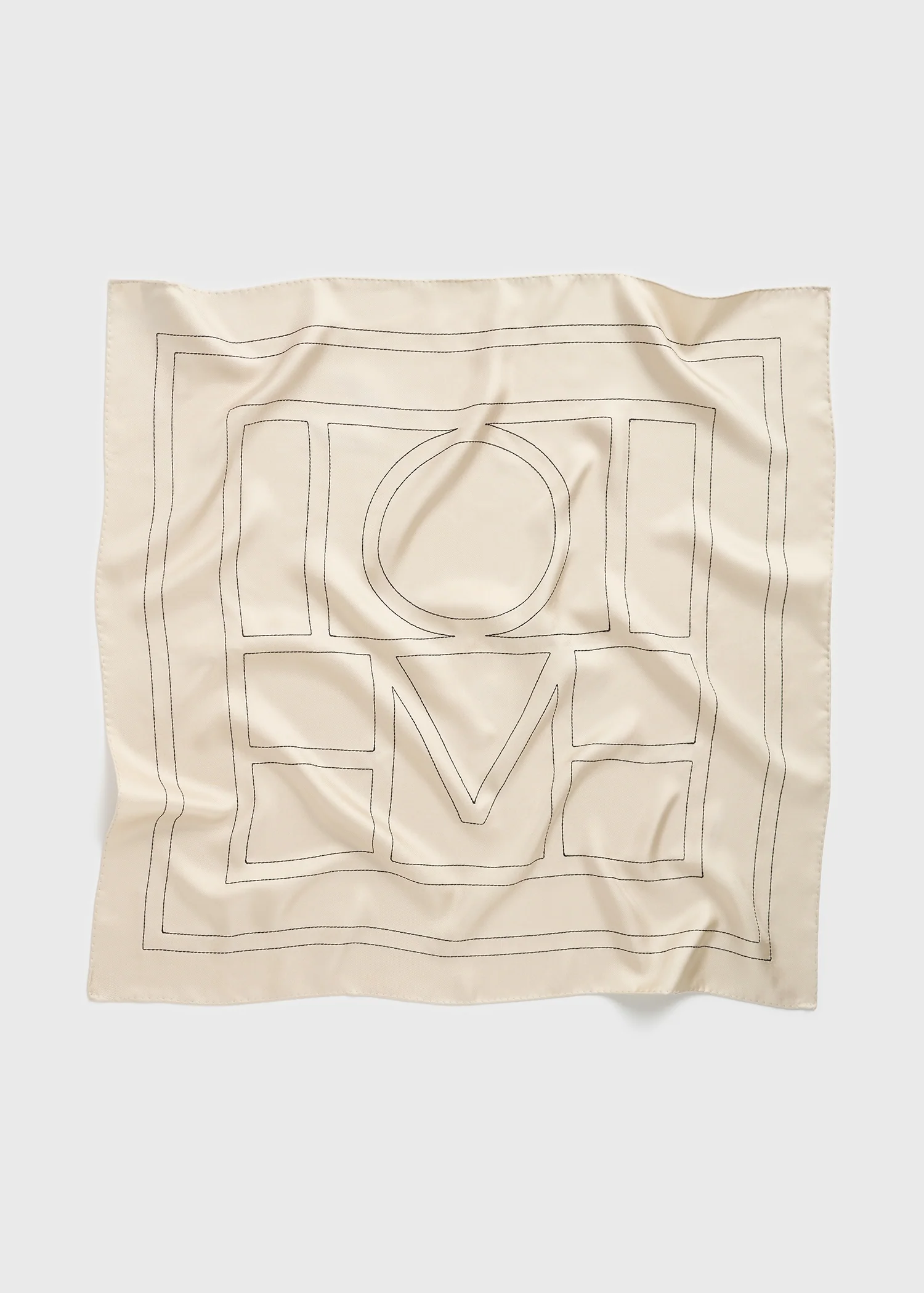 Embroidered monogram silk scarf ivory - Image 6