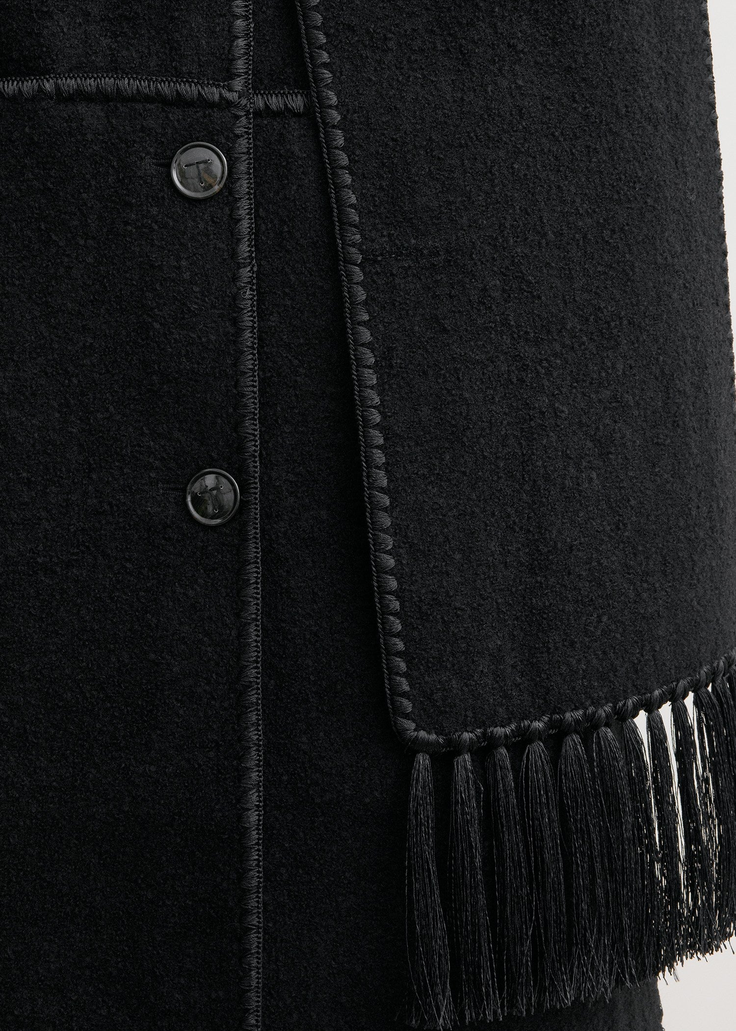 Embroidered scarf coat black - Image 5