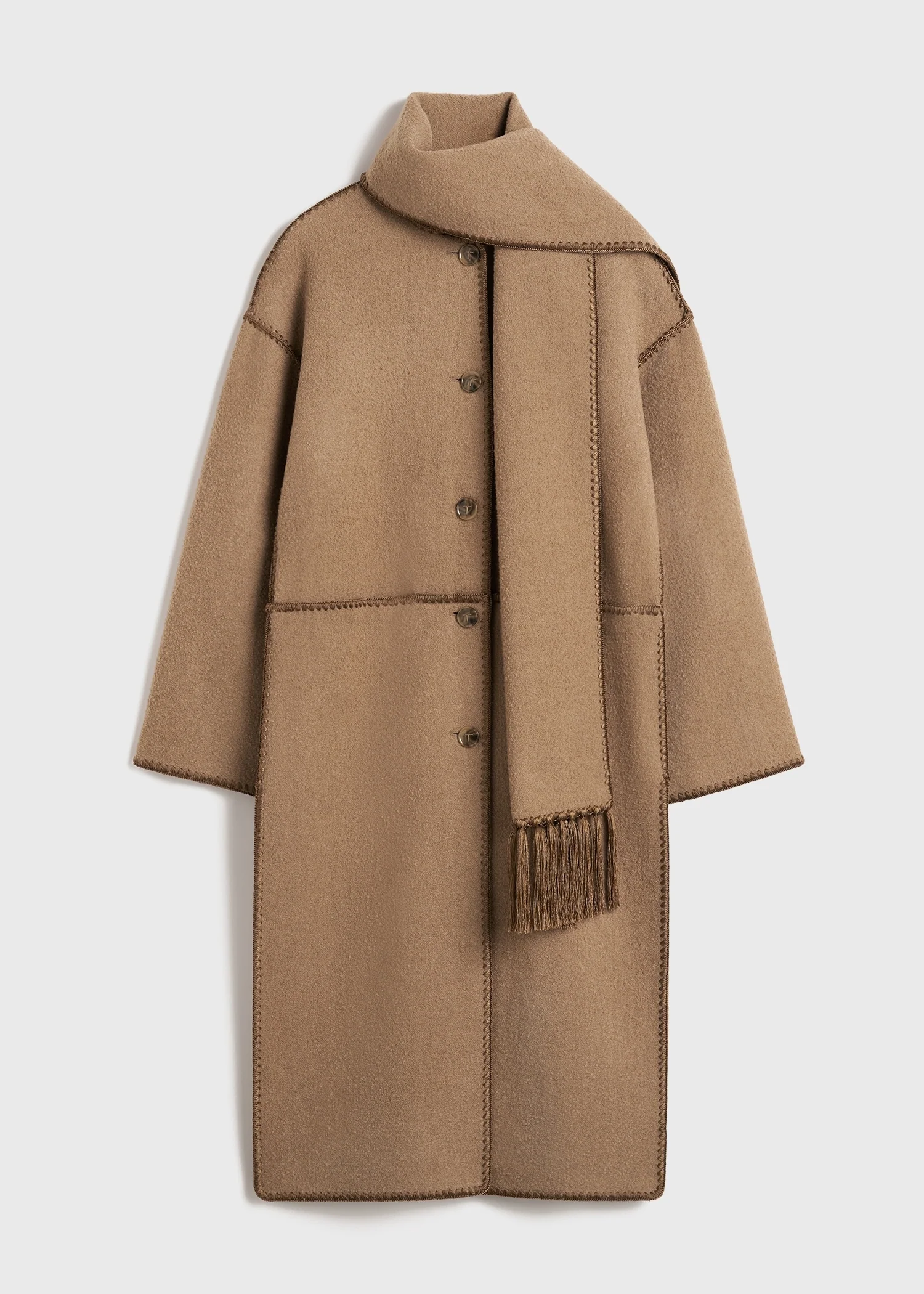 Embroidered scarf coat camel - Image 6